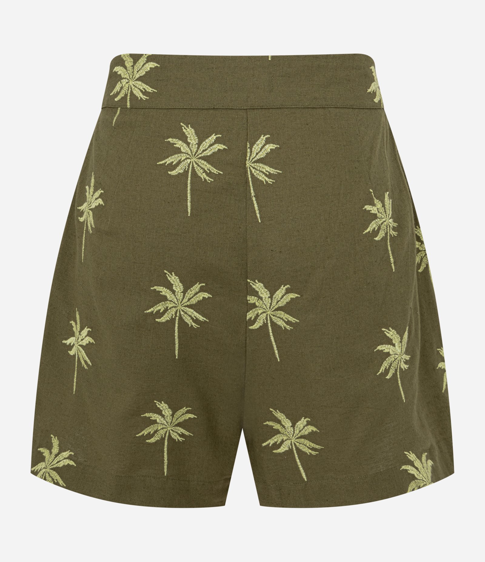 Short em Cambraia com Pregas e Estampa de Coqueiros Verde 7