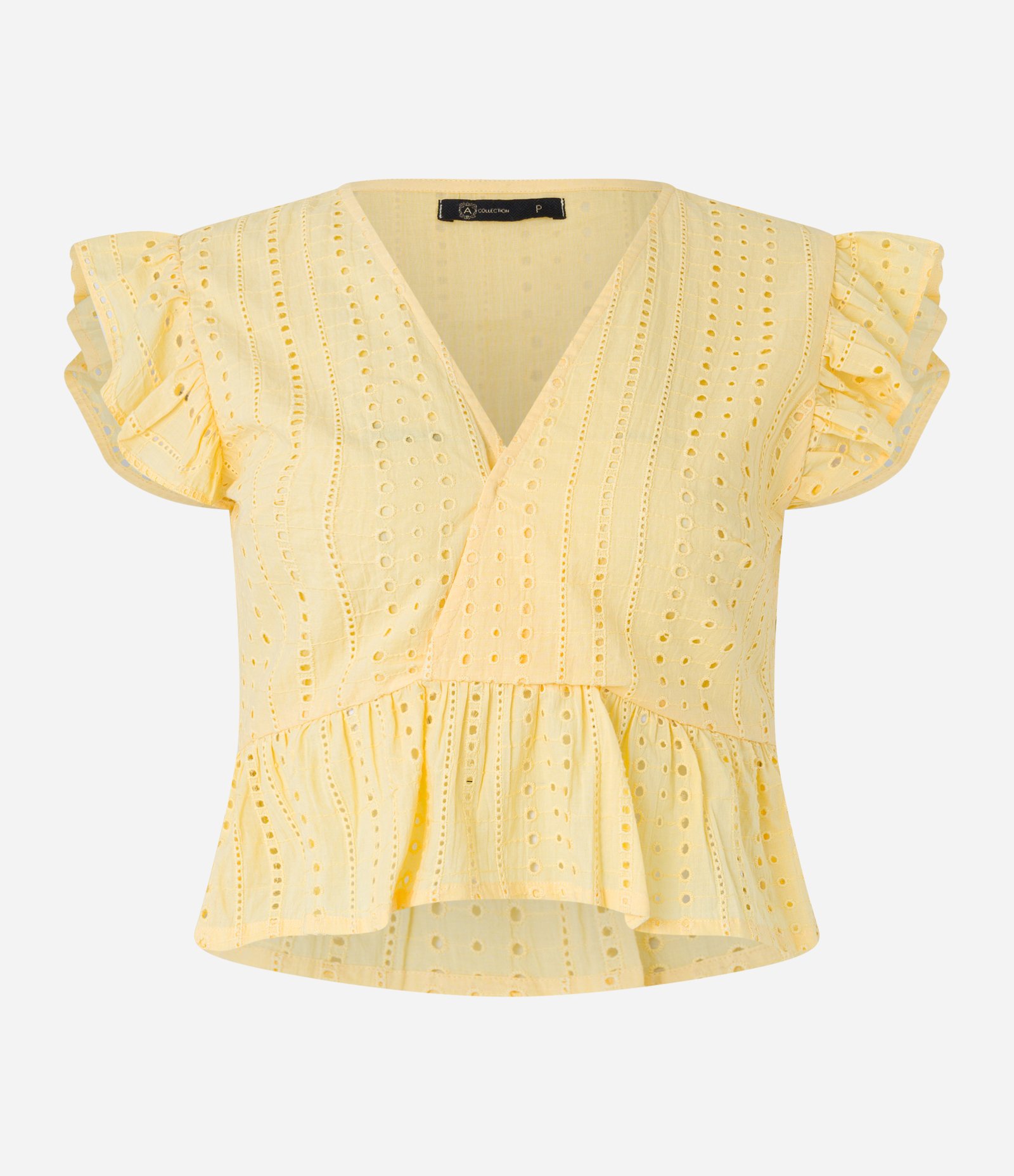 Blusa Sem Manga em Laise com Babado na Cava Amarelo 4