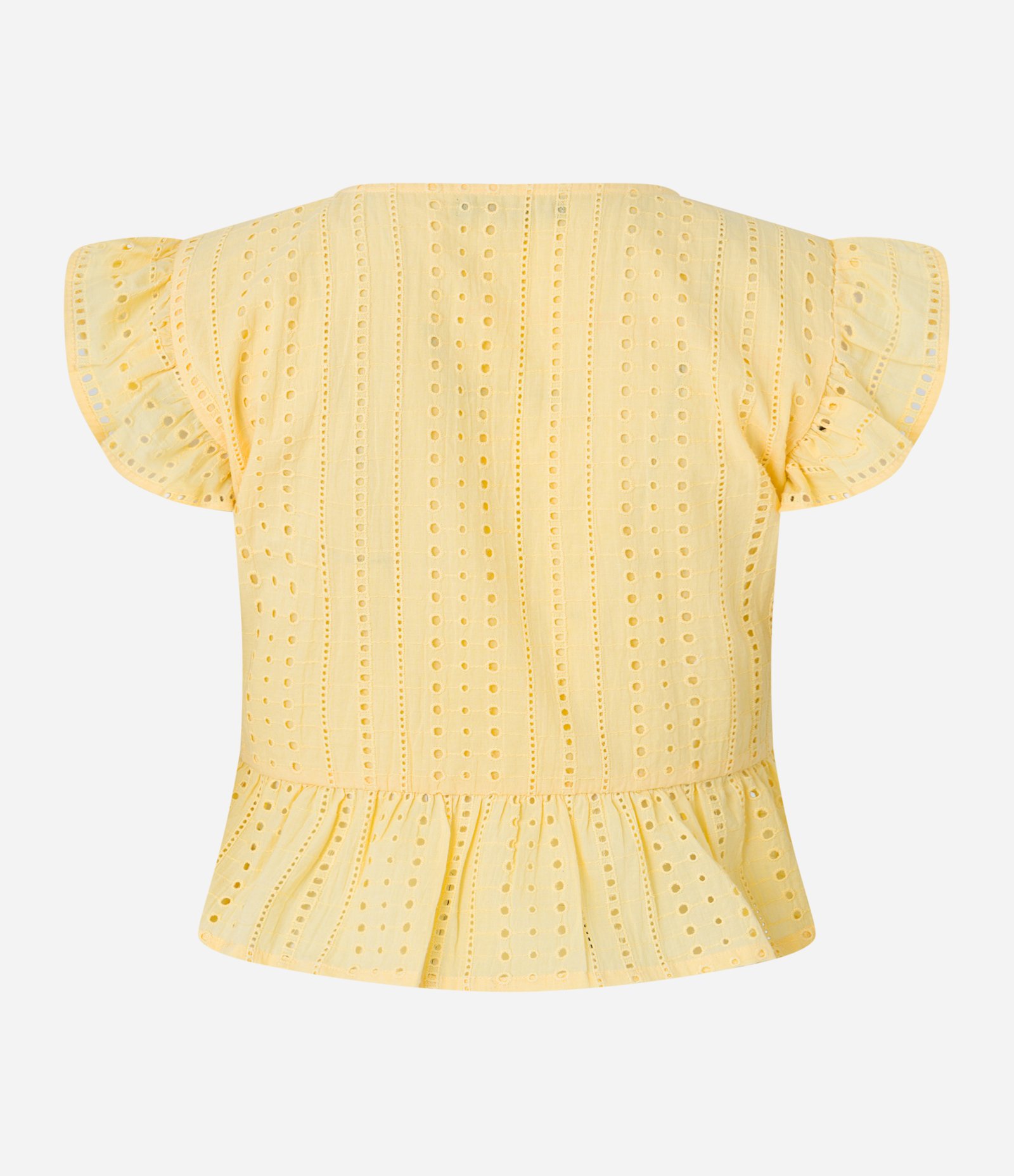 Blusa Sem Manga em Laise com Babado na Cava Amarelo 6