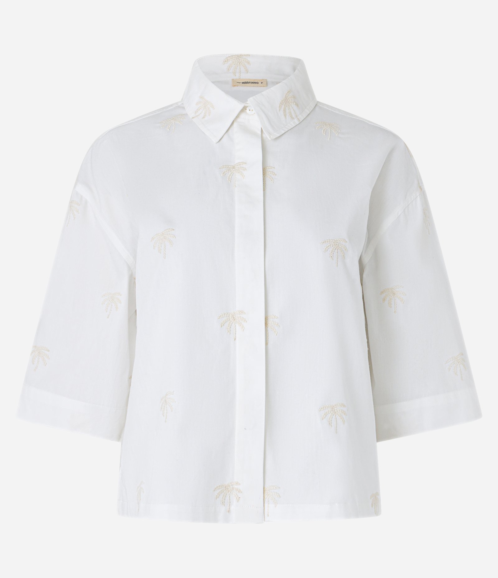Camisa em Algodão com Coqueiros Bordados Branco 6