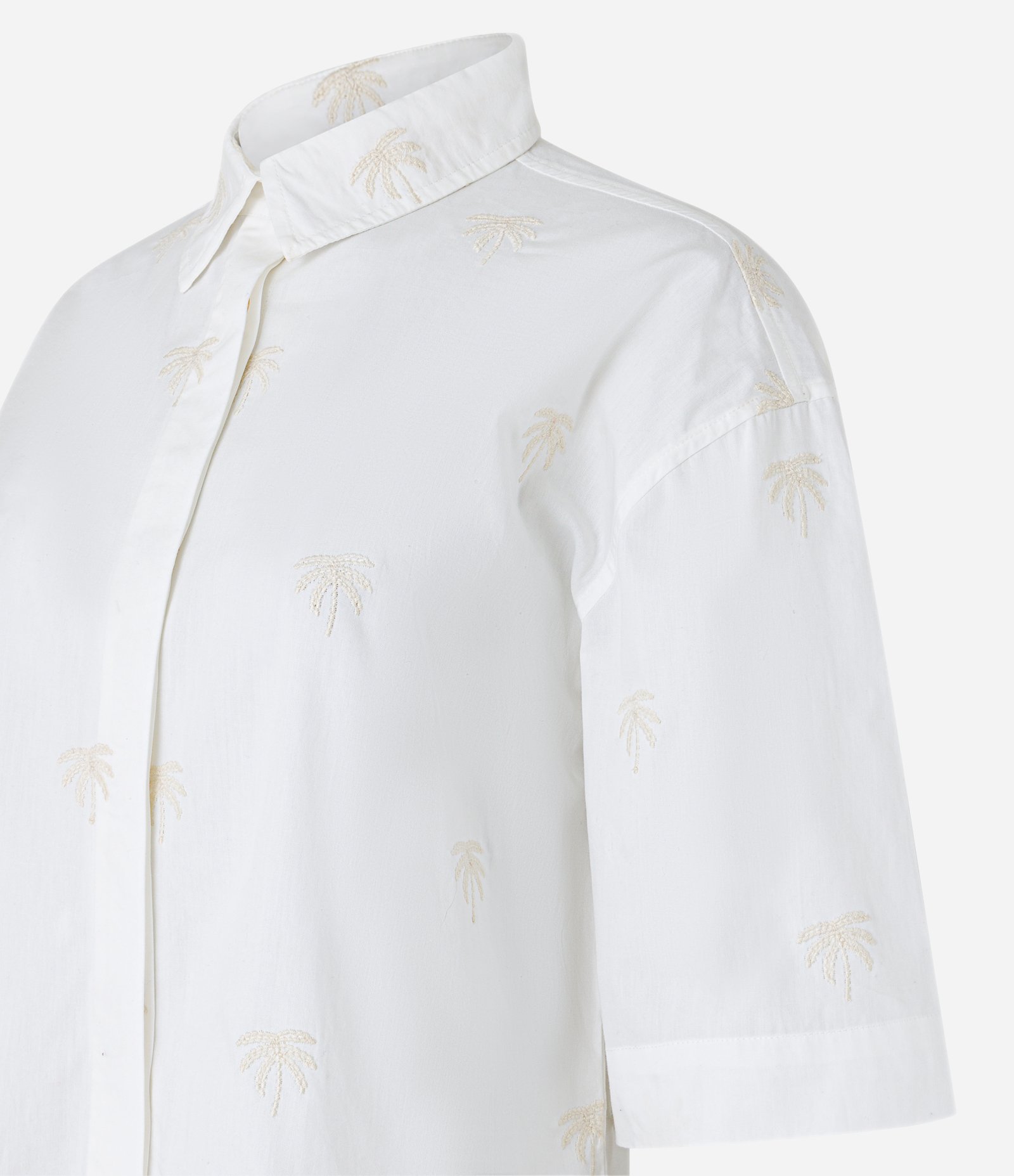 Camisa em Algodão com Coqueiros Bordados Branco 7