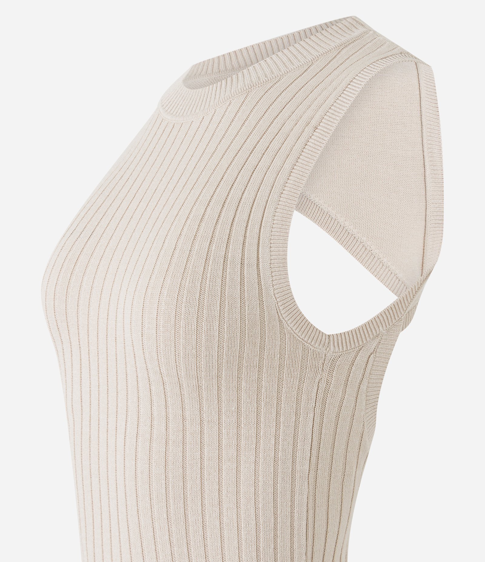 Blusa sem Manga em Viscose com Detalhe Vazado e Textura Canelada Off White 6