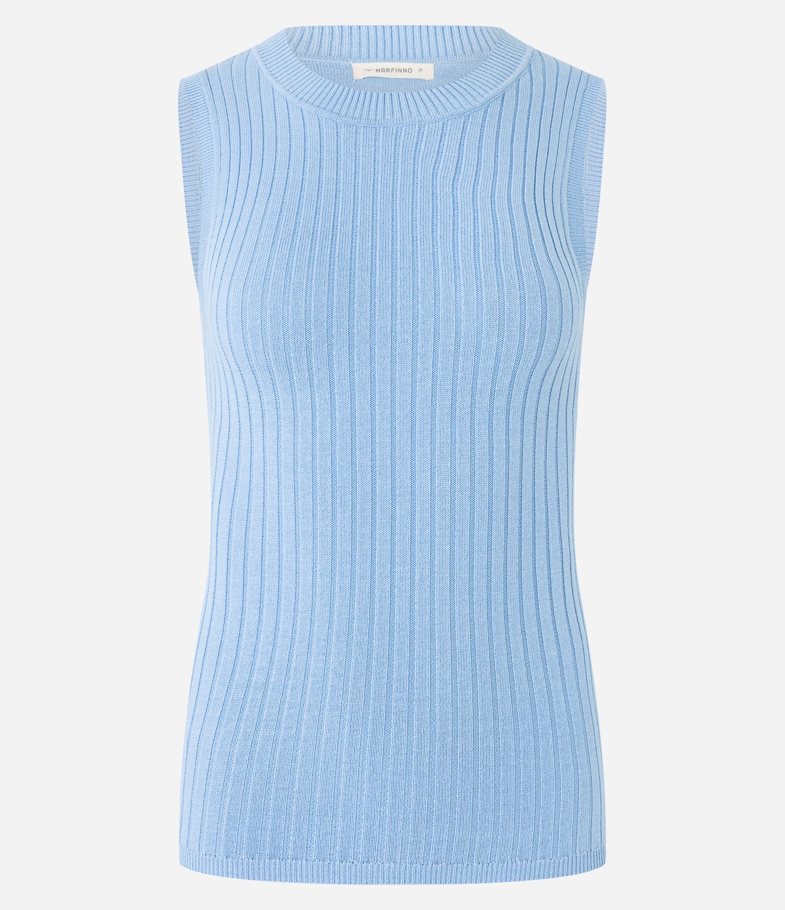 Blusa sem Manga em Viscose com Detalhe Vazado e Textura Canelada Azul 6