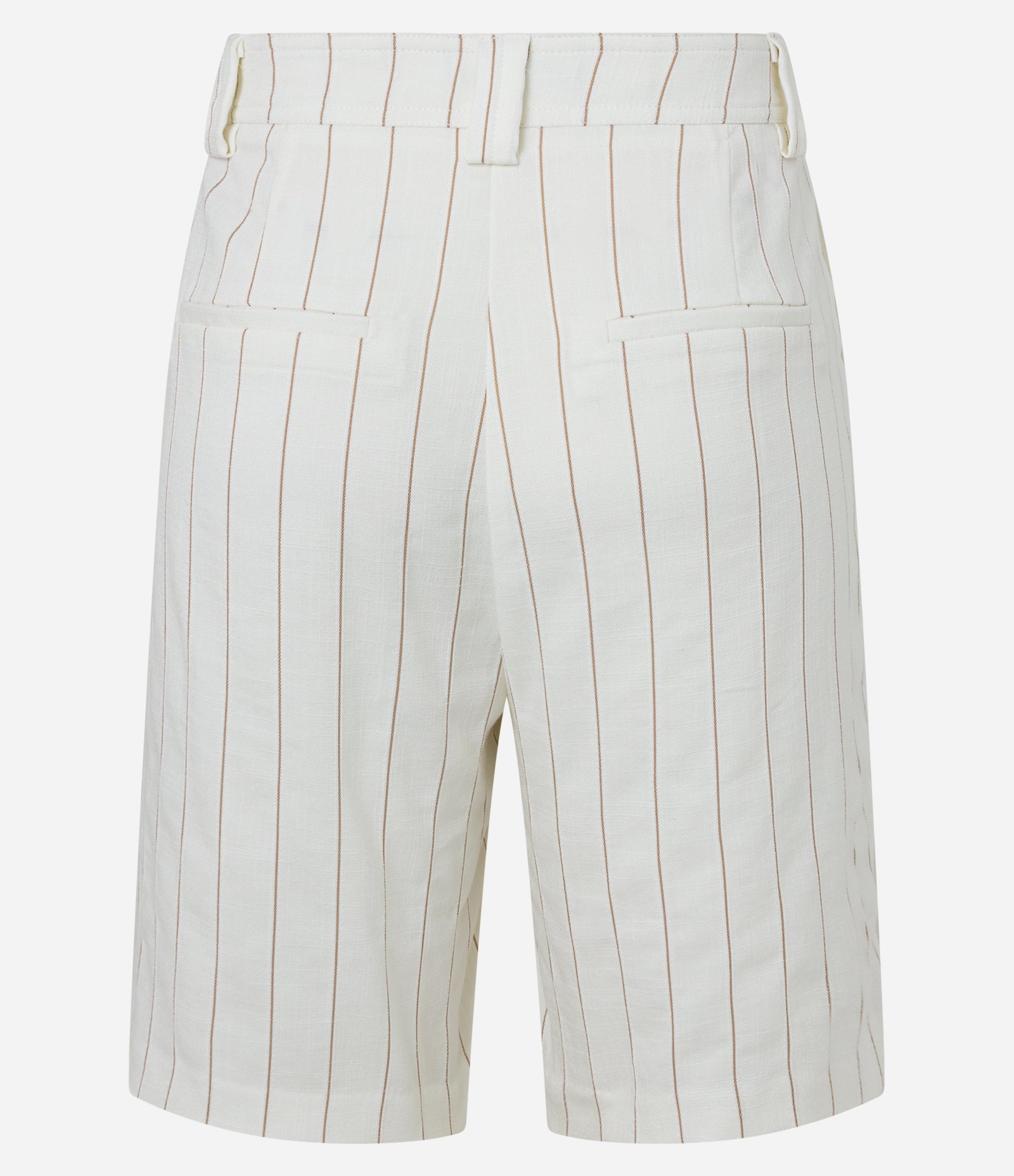 Bermuda Alfaiatada com Lapelas e Listras Riscas de Giz Bege/Branco 6
