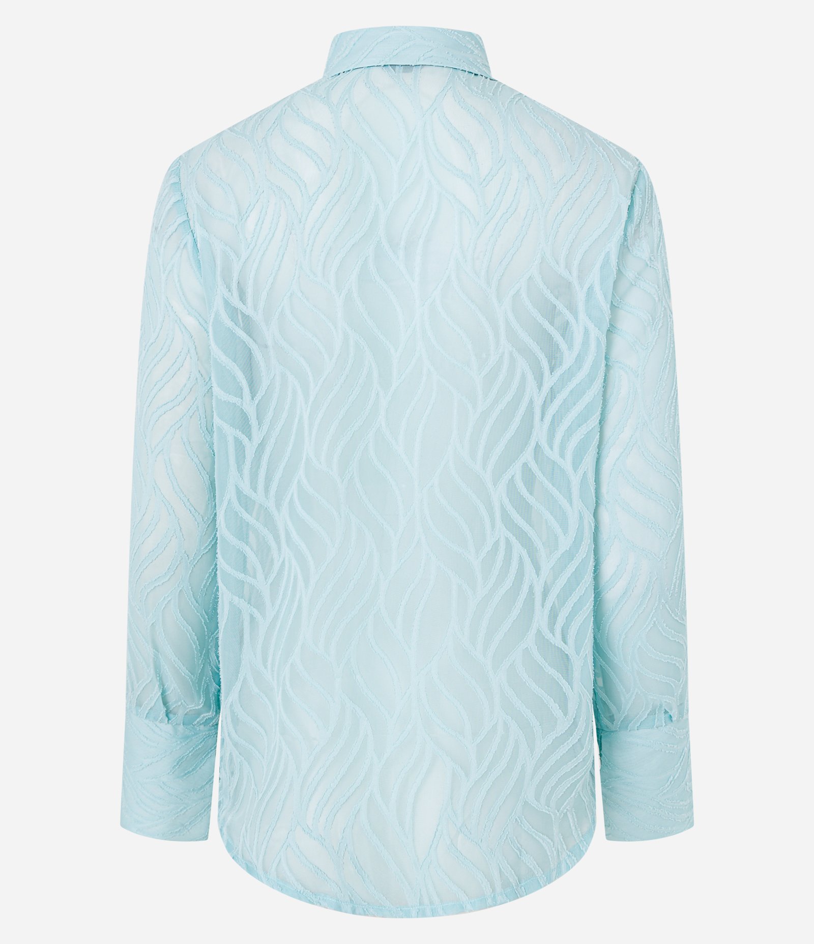Camisa com Textura Jacquard e Leve Transparência Azul 7
