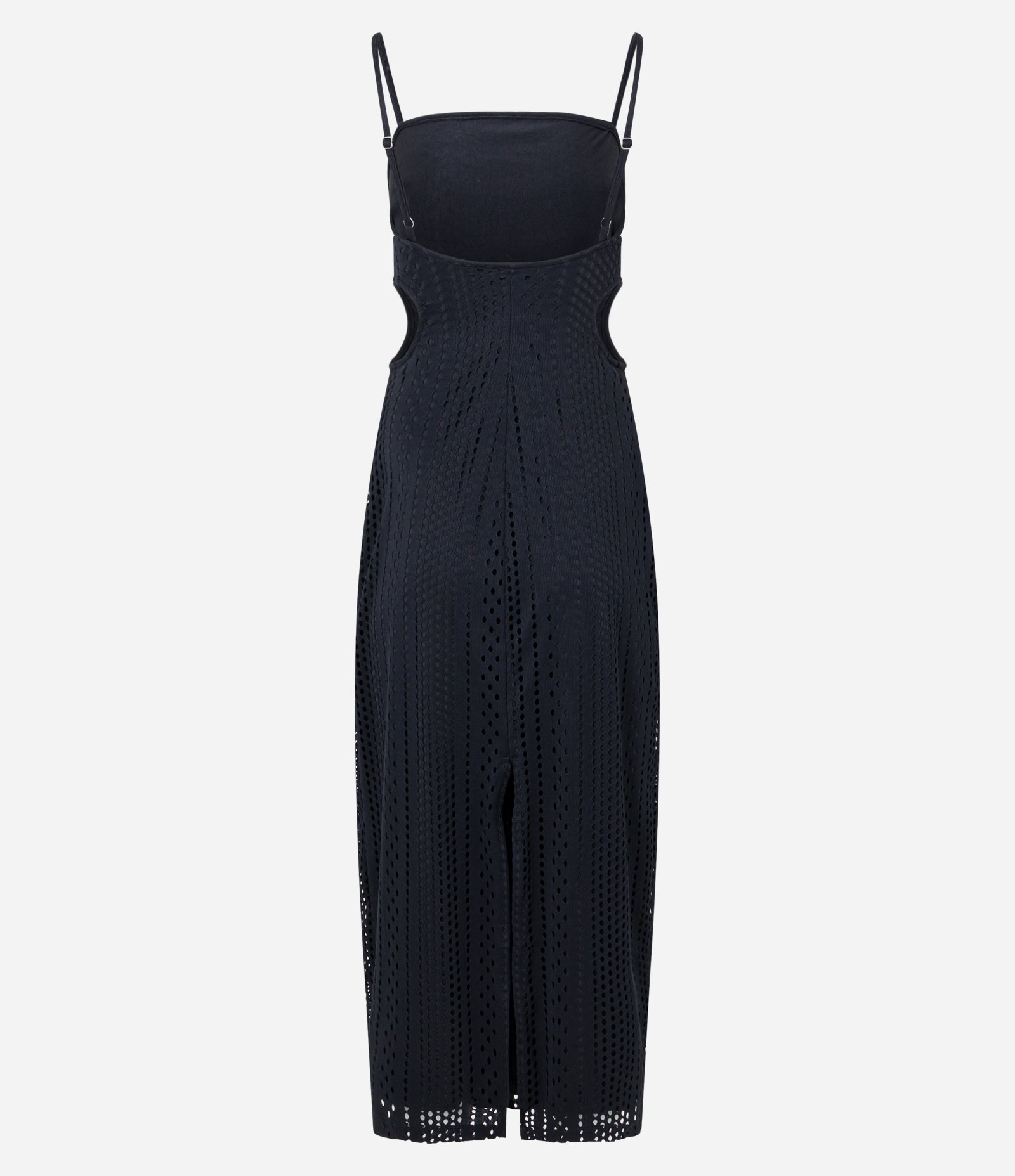 Vestido Midi Texturizado de Tela e Aberturas Laterais Preto 7