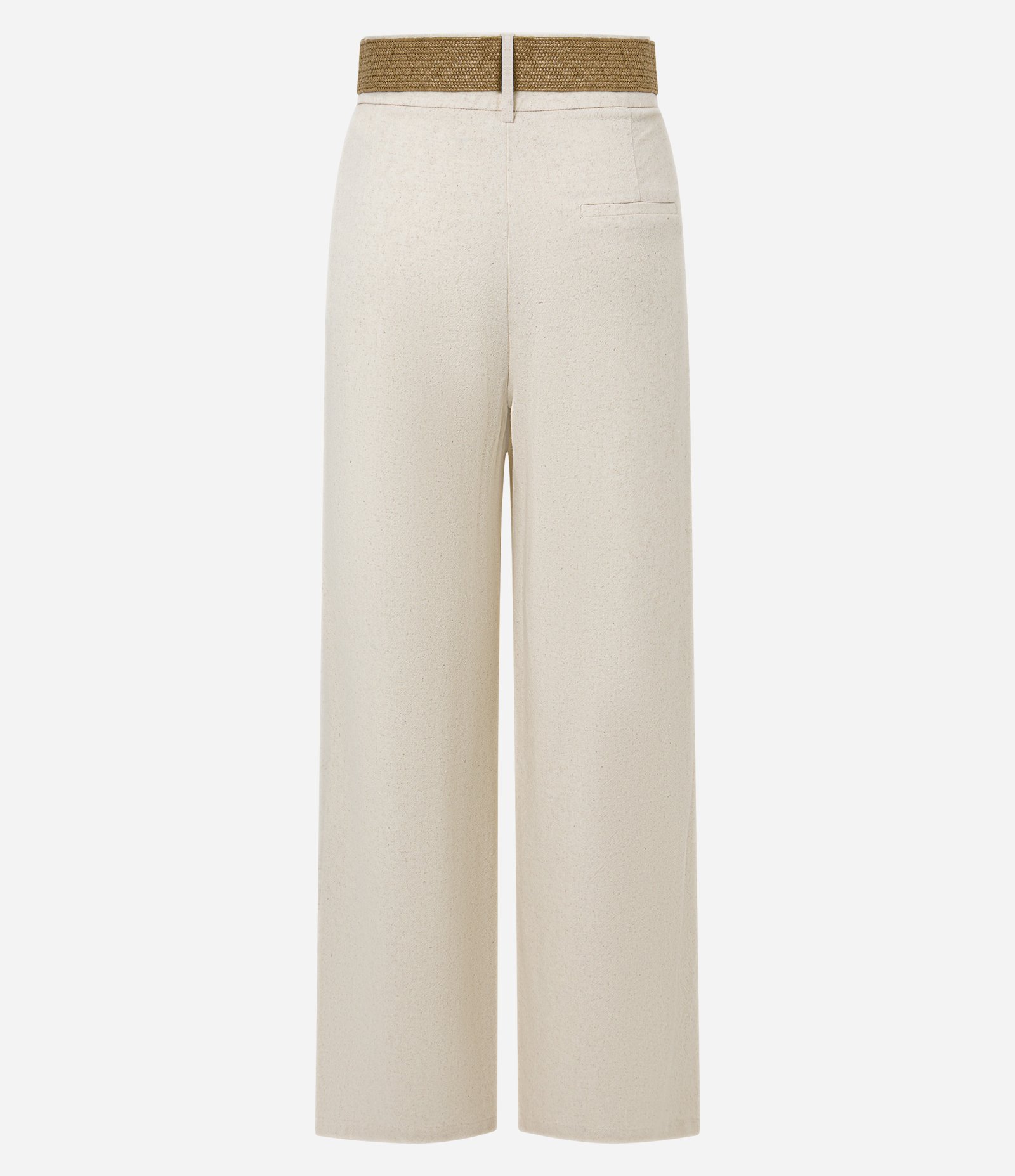 Calça Wide Leg em Viscolinho com Pregas Bege 6