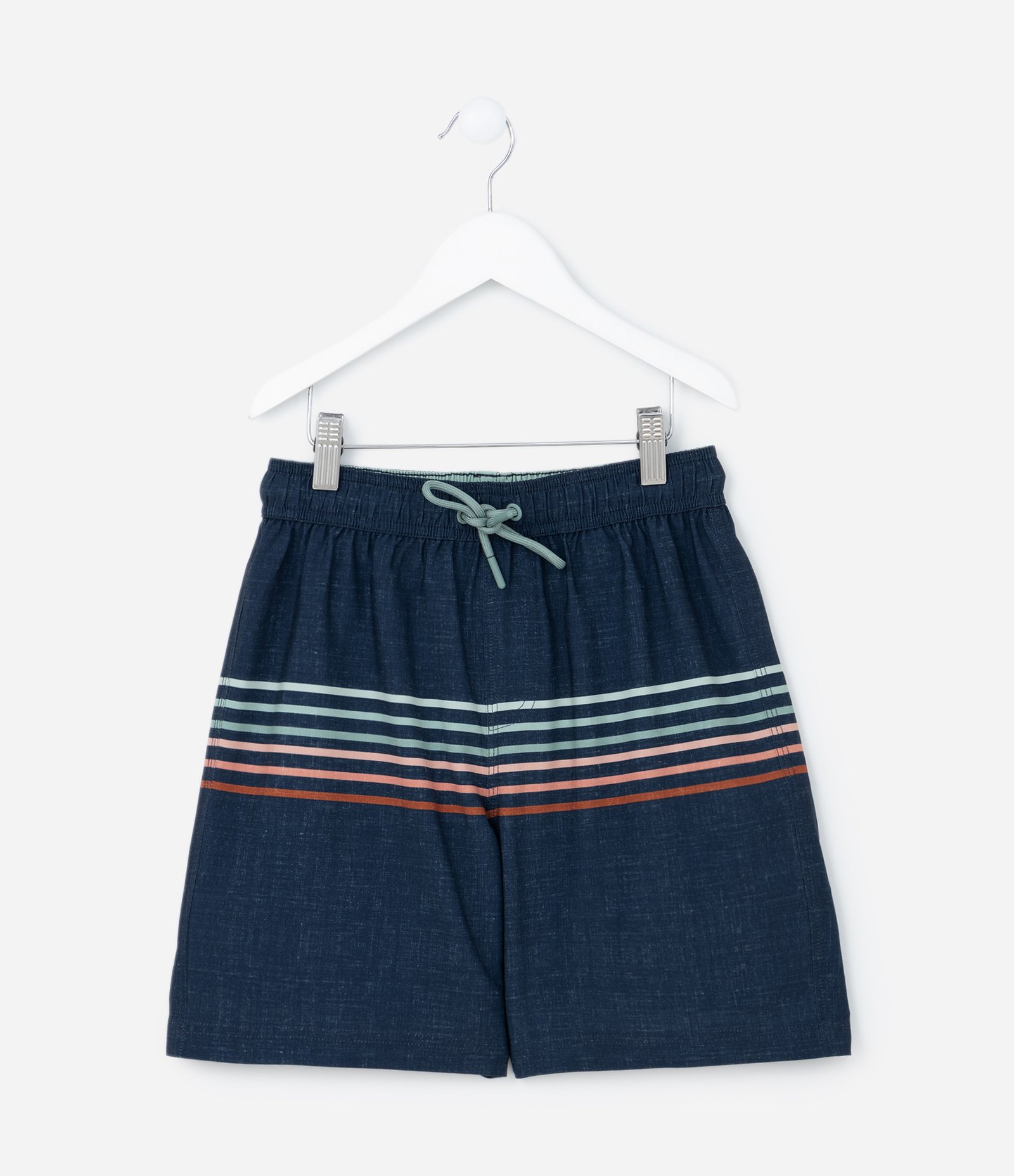 Bermuda Infantil em Microfibra com Listras - Tam 5 a 14 Anos Azul 1