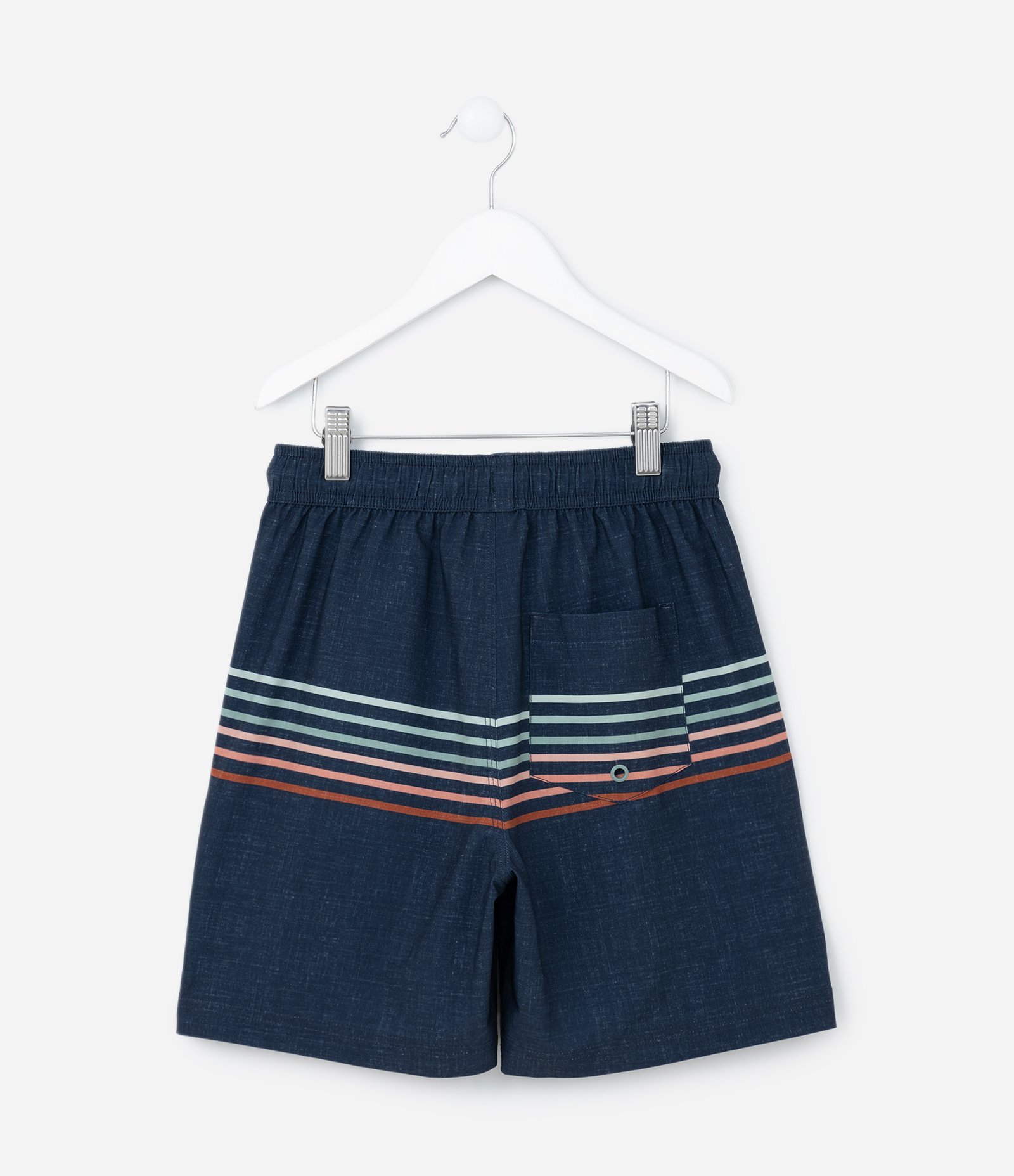 Bermuda Infantil em Microfibra com Listras - Tam 5 a 14 Anos Azul 2