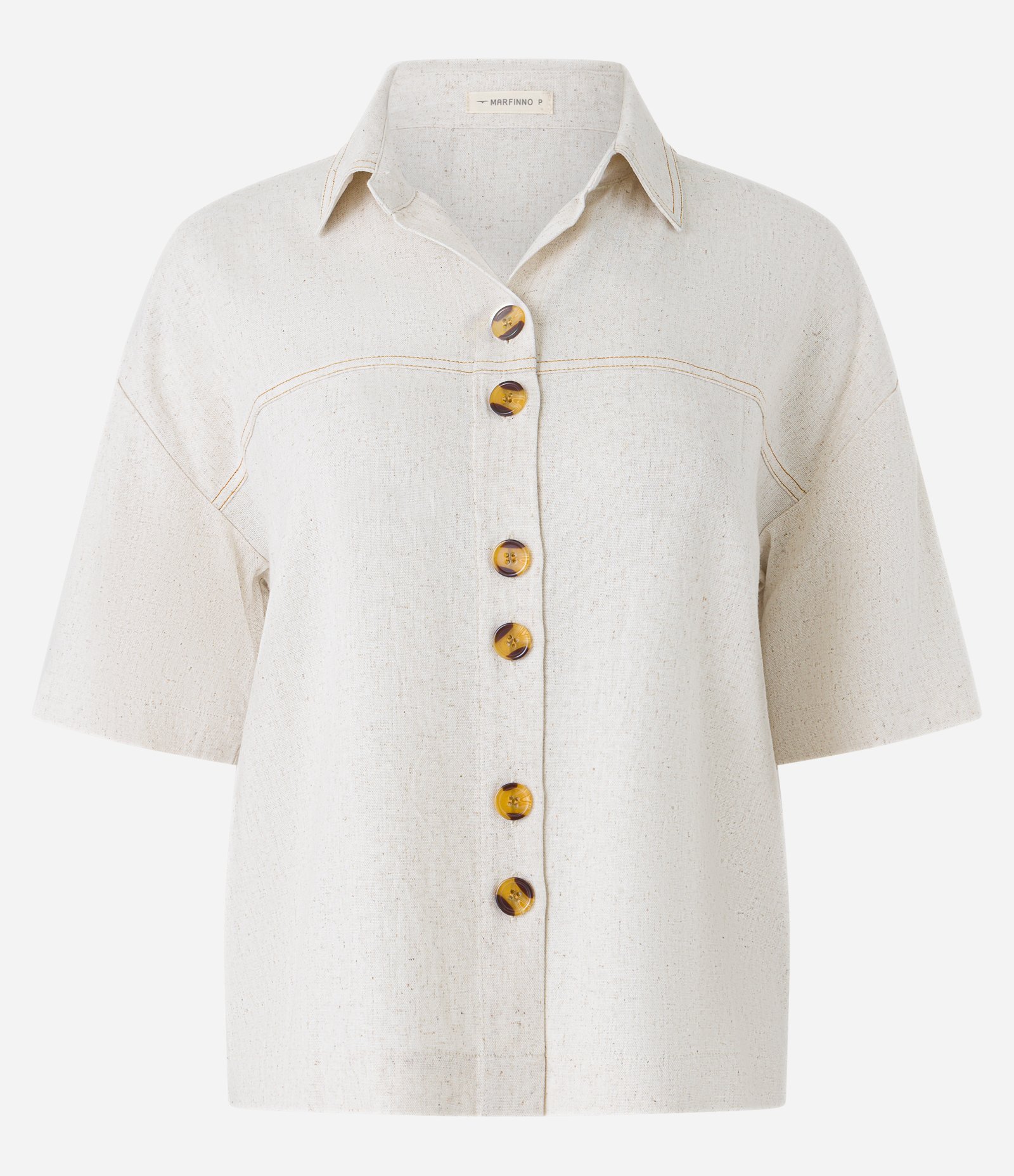 Camisa em Viscolinho com Detalhes Pespontados 6