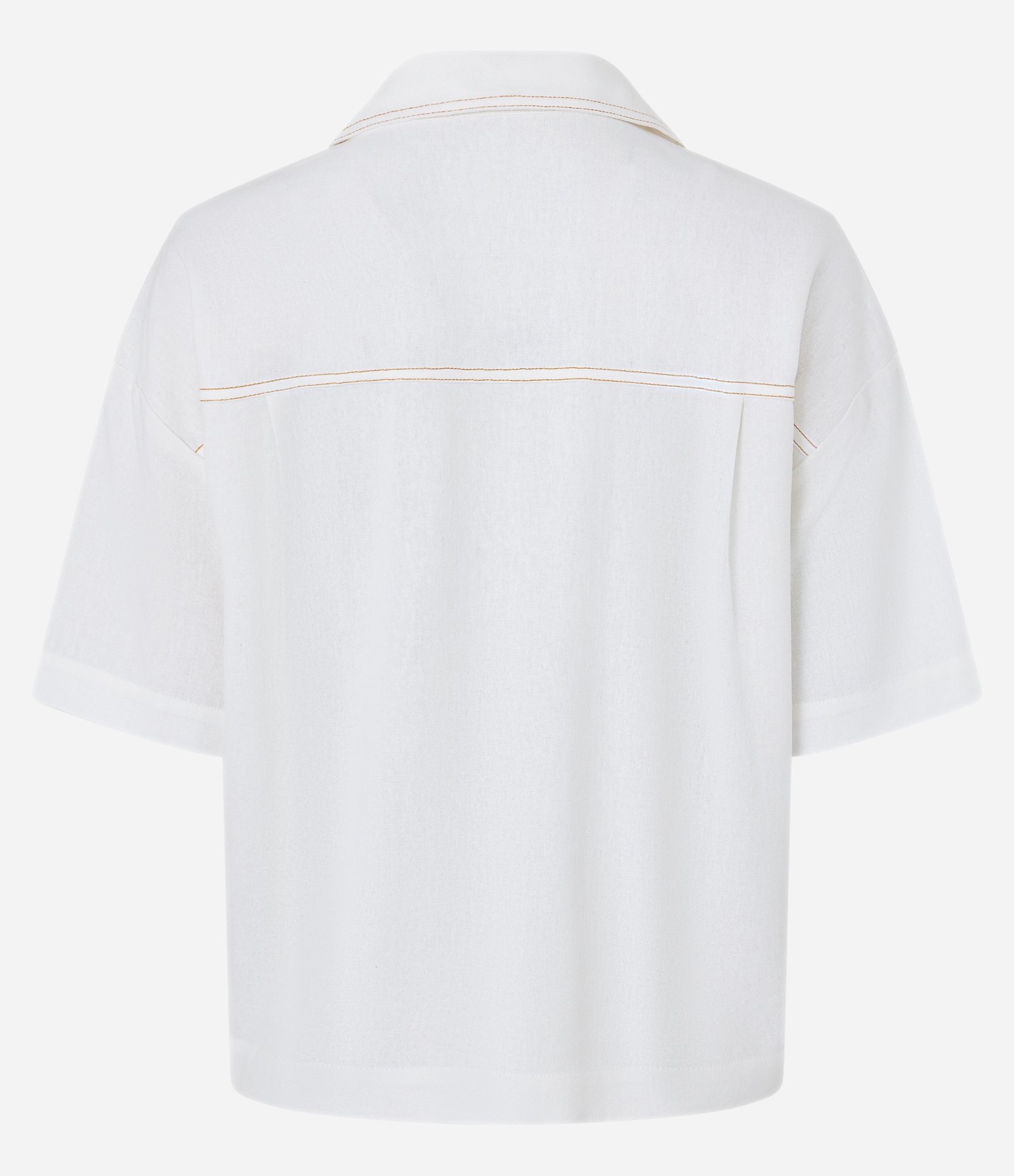 Camisa em Viscolinho com Detalhes Pespontados Branco Neve 5