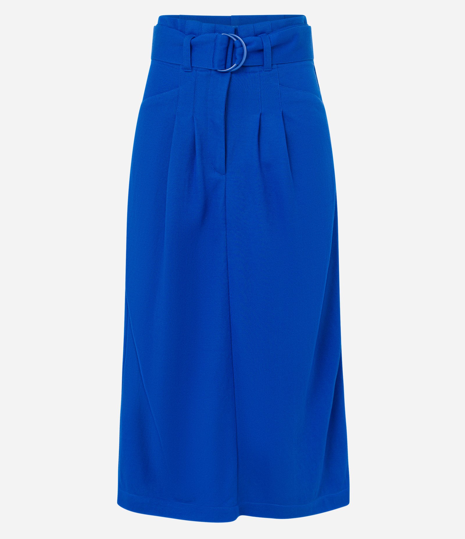 Saia Midi em Viscose com Cinto Fivela e Pregas Frontais Azul 5