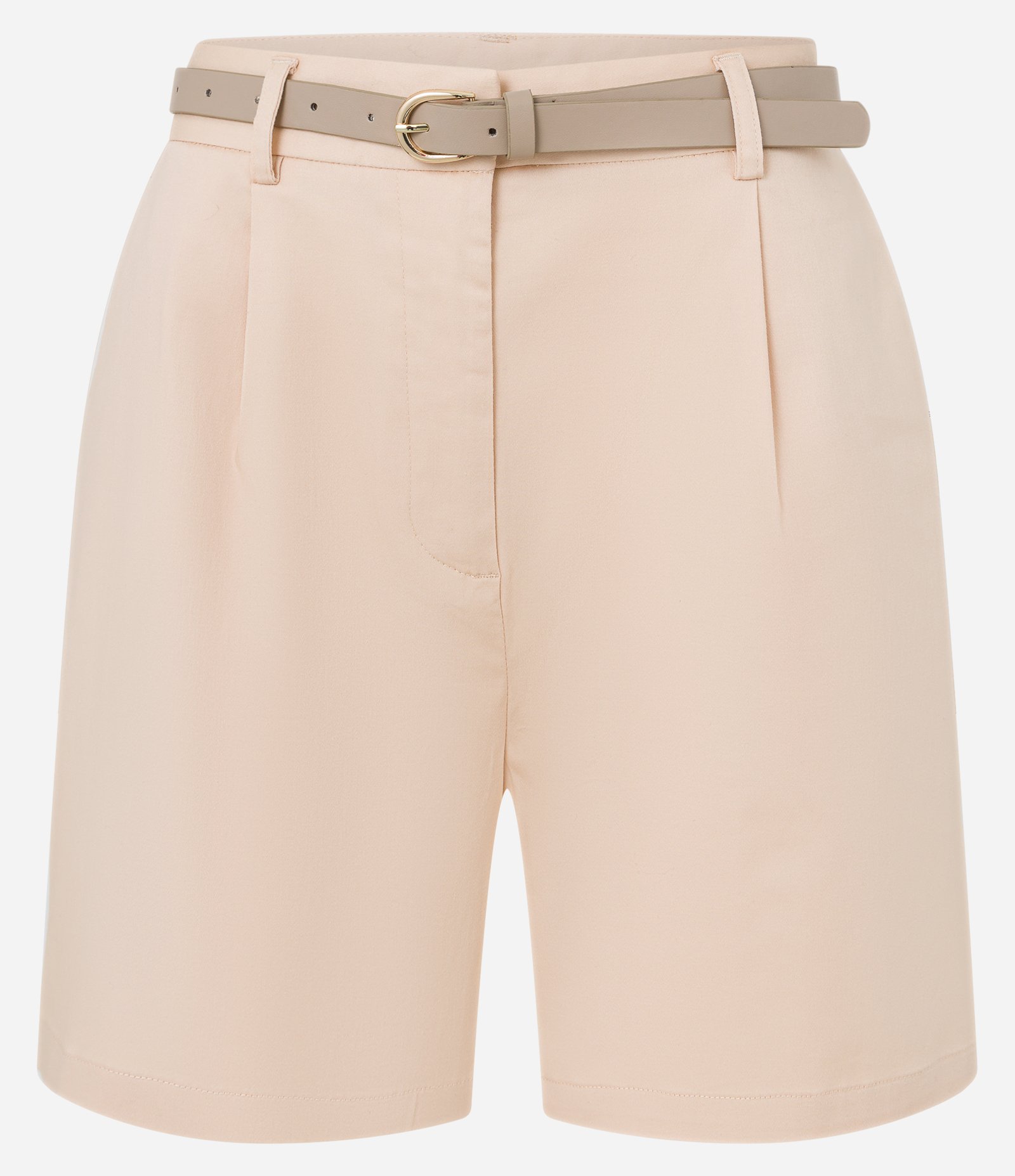 Short em Alfaiataria com Cinto de PU e Fivela de Metal Bege Rosado 5