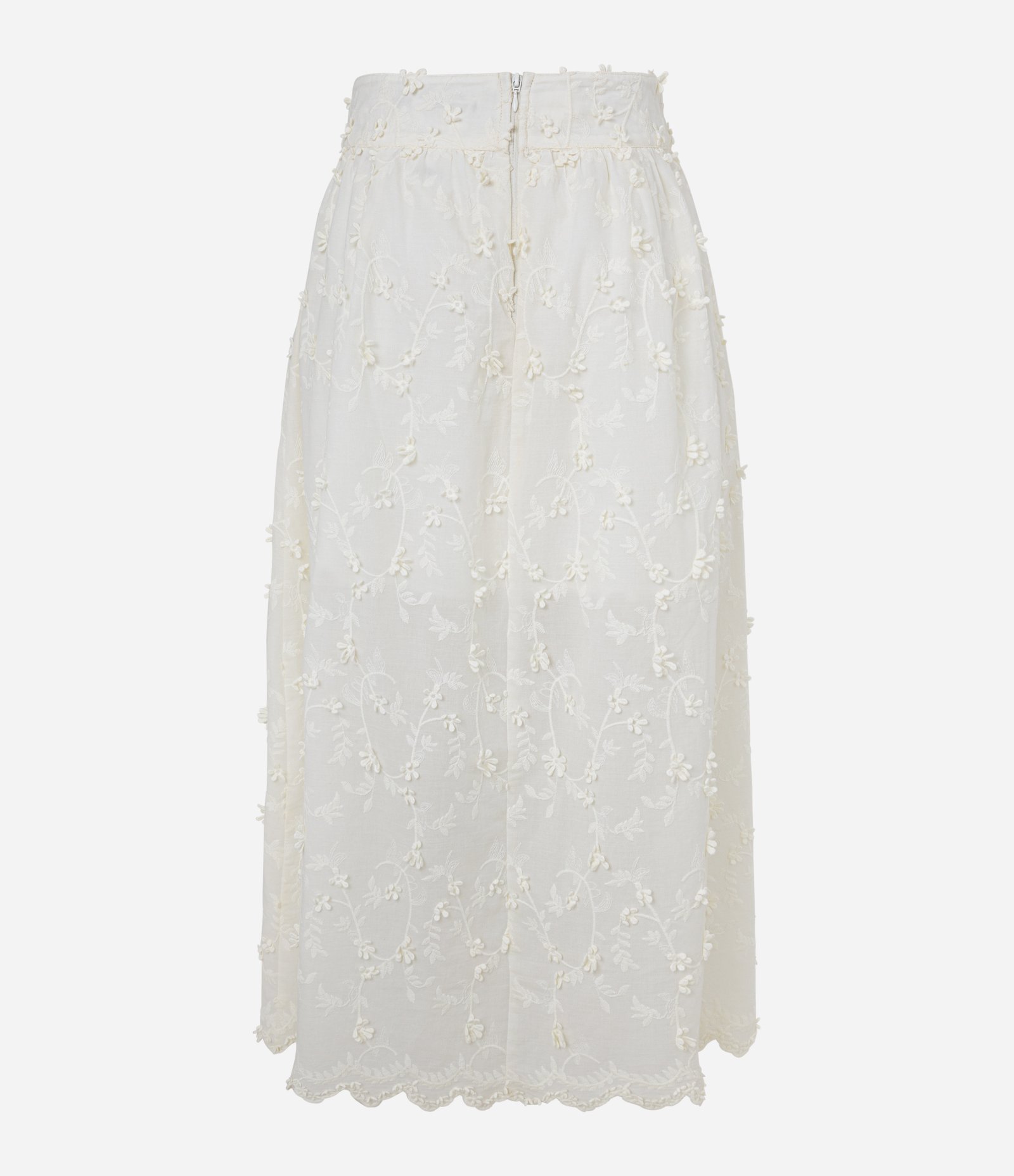 Saia Midi em Tricoline com Florezinhas 3D Branco Neve 6