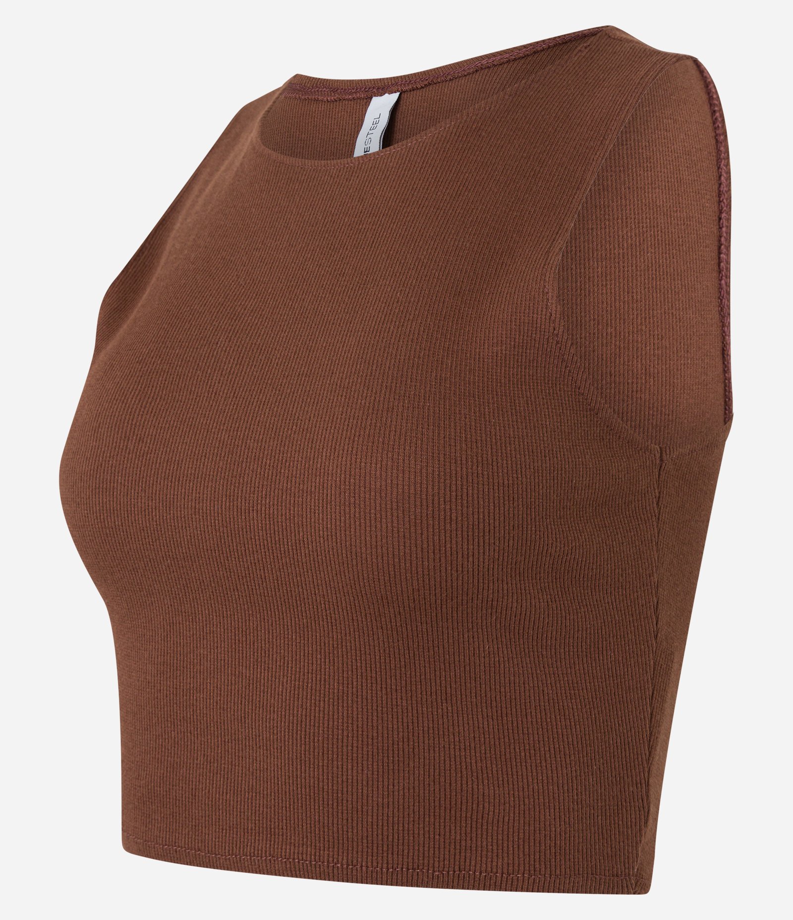 Blusa Cropped sem Manga em Algodão com Textura Canelada 6