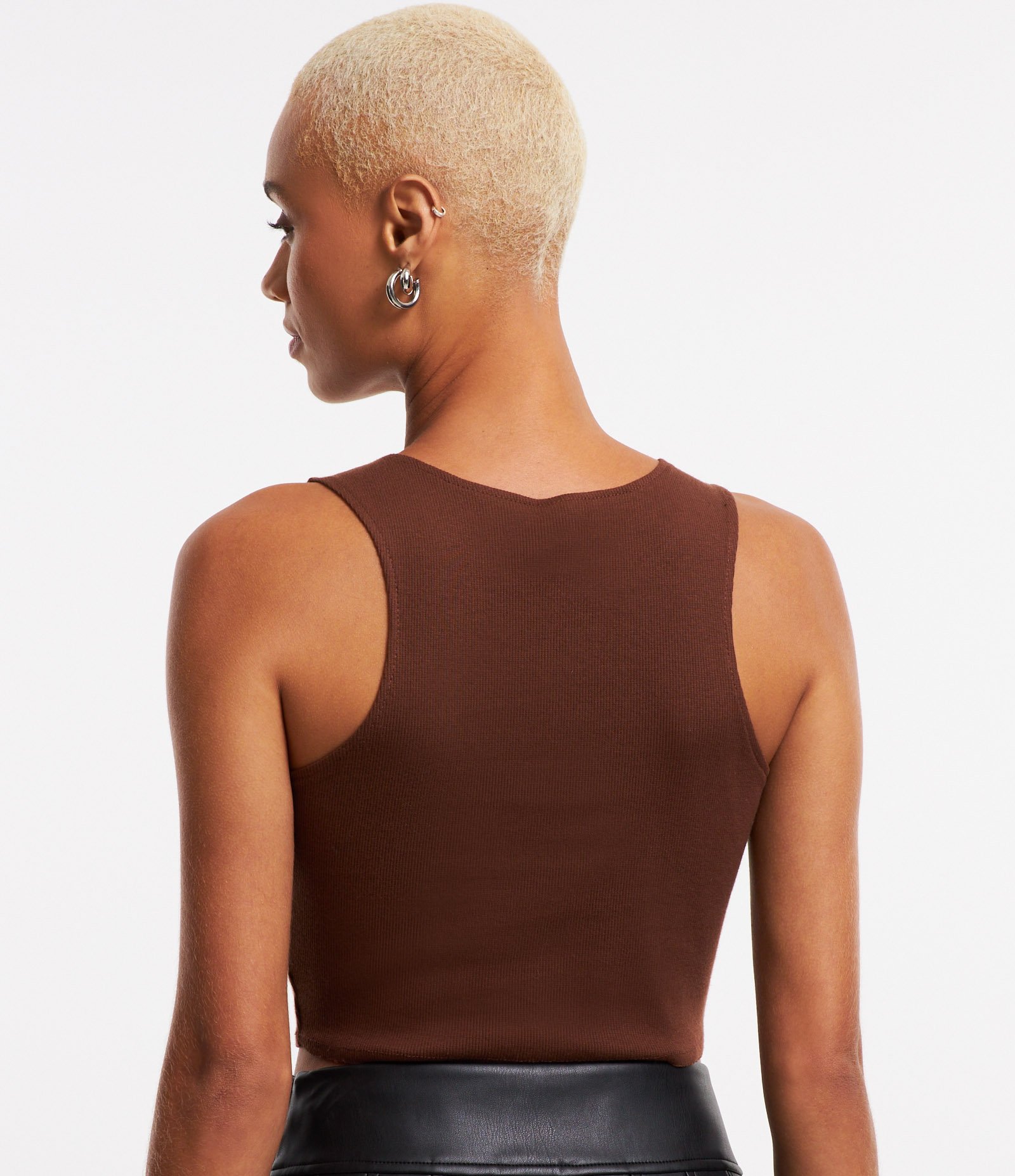 Blusa Cropped sem Manga em Algodão com Textura Canelada 3