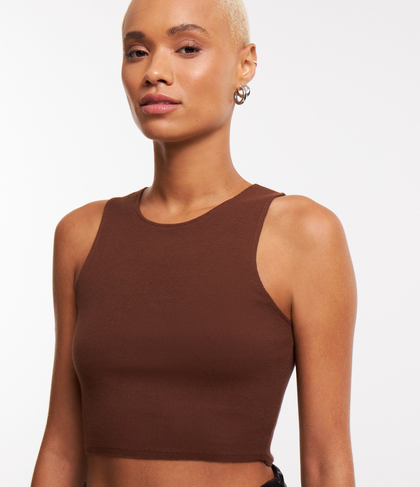 Blusa Cropped sem Manga em Algodão com Textura Canelada 4