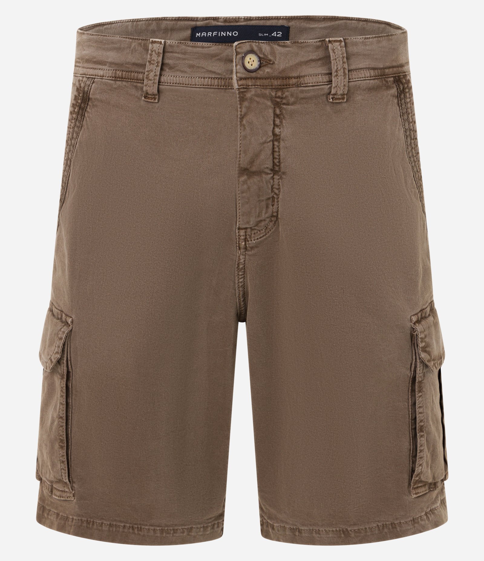 Bermuda Cargo em Sarja Lavada com Elastano e Detalhes de Cadarço Marrom 7