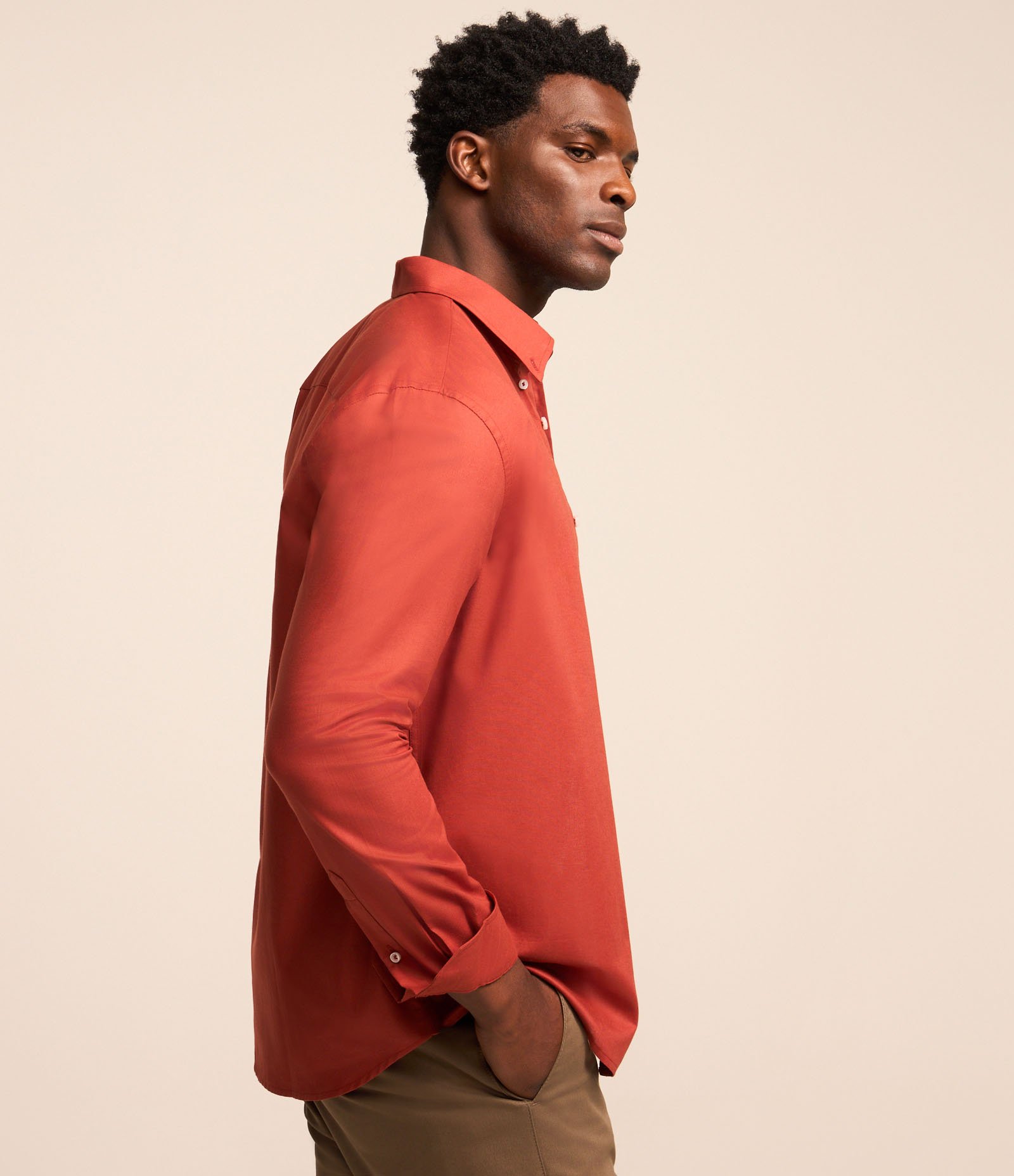 Camisa em Oxford com Abotoamento Frontal Vermelho 4