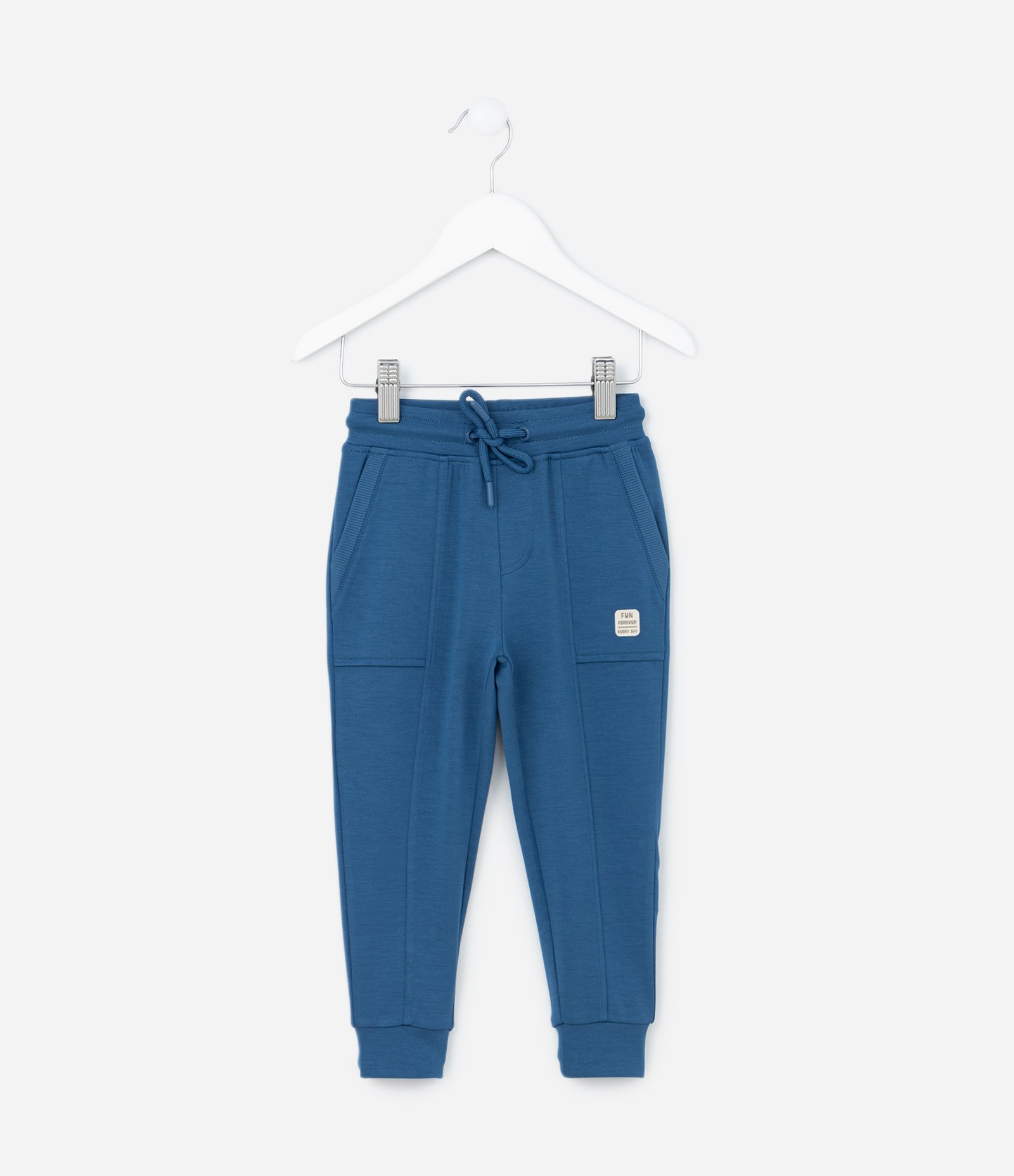 Calça Infantil em Modal com Recortes e Bolsos - Tam 1 a 6 Anos Azul 1
