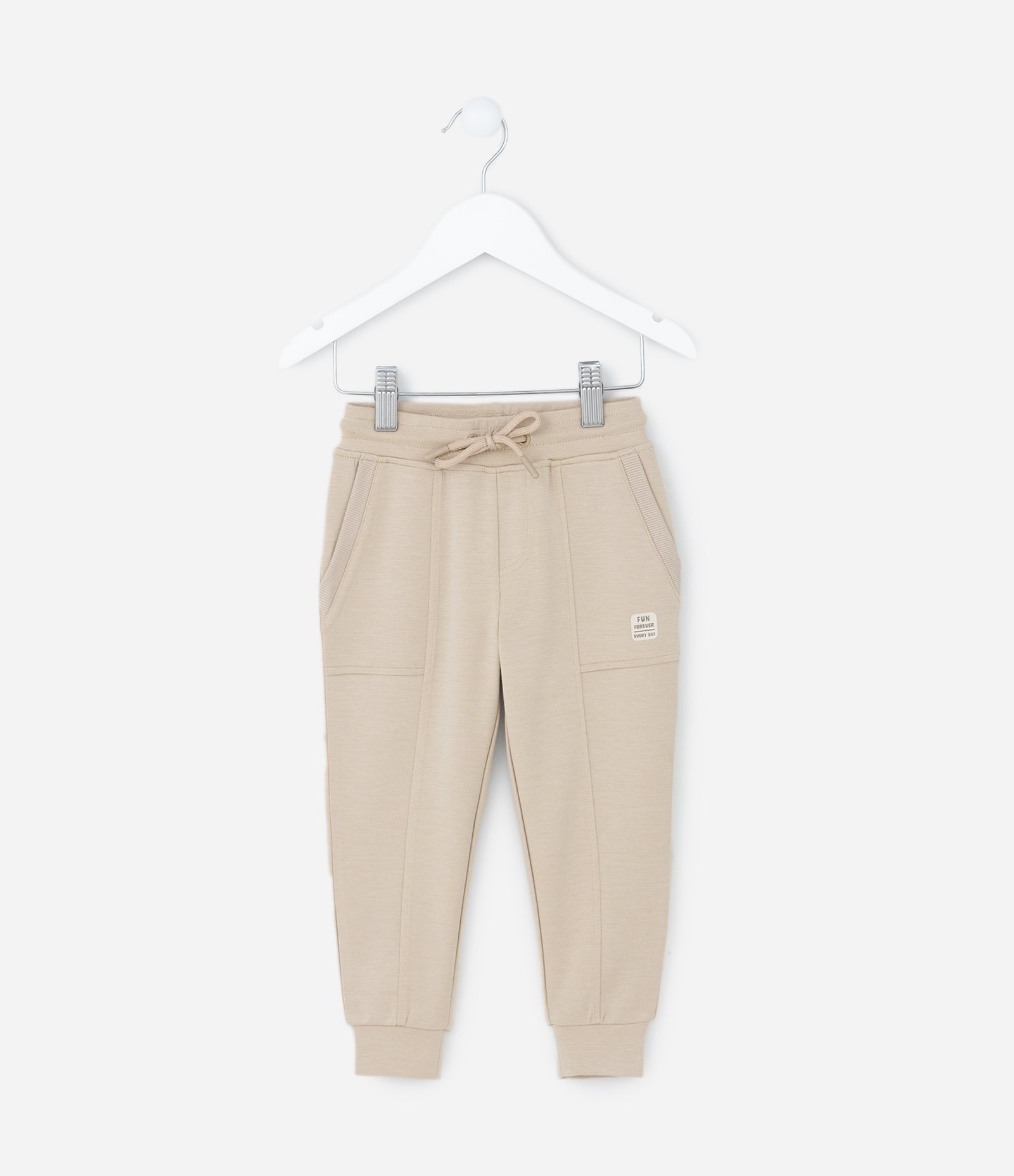 Calça Infantil em Modal com Recortes e Bolsos - Tam 1 a 6 Anos Bege 1