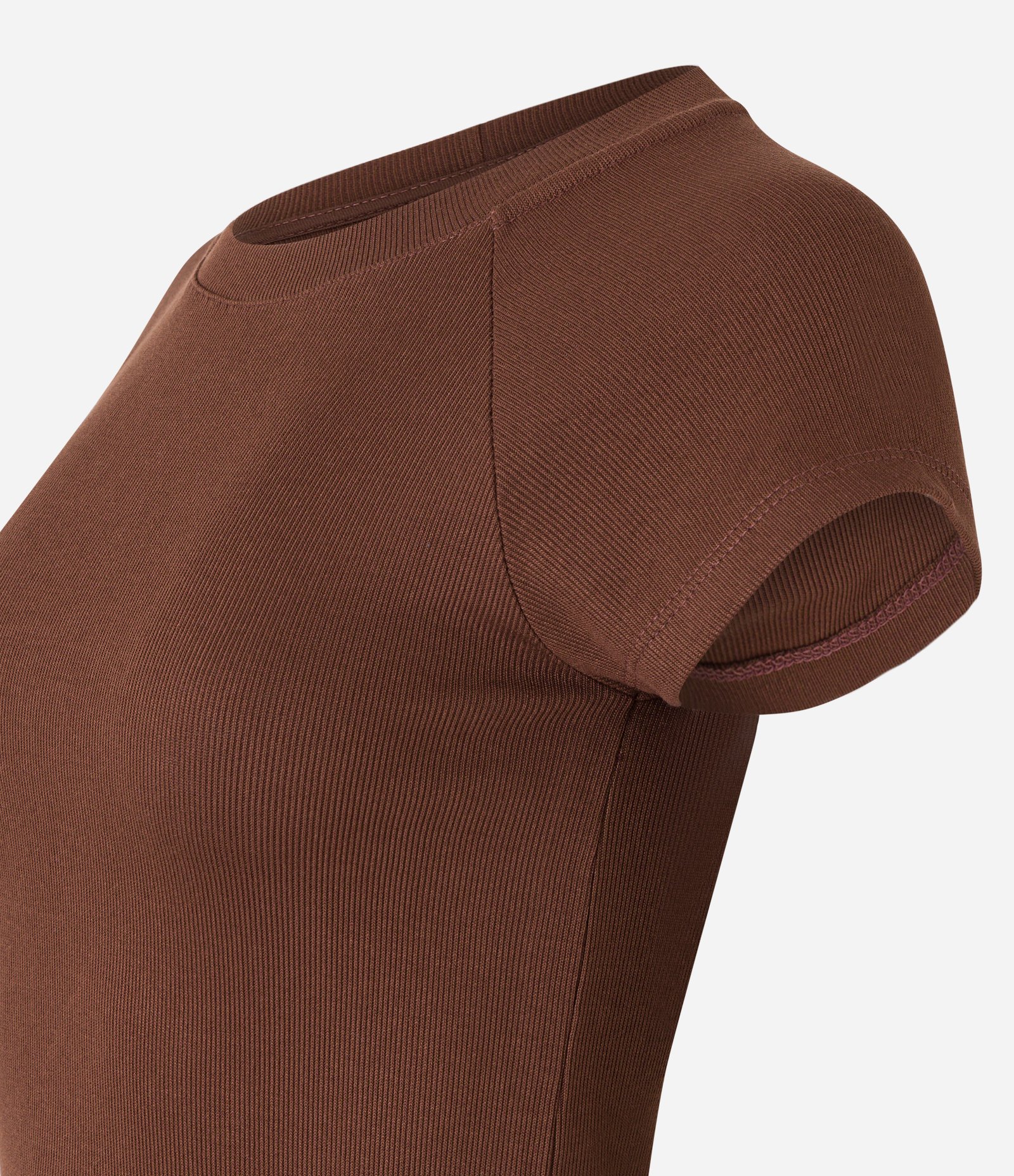 Blusa Básica em Ribana com Cava Raglan Marrom 5