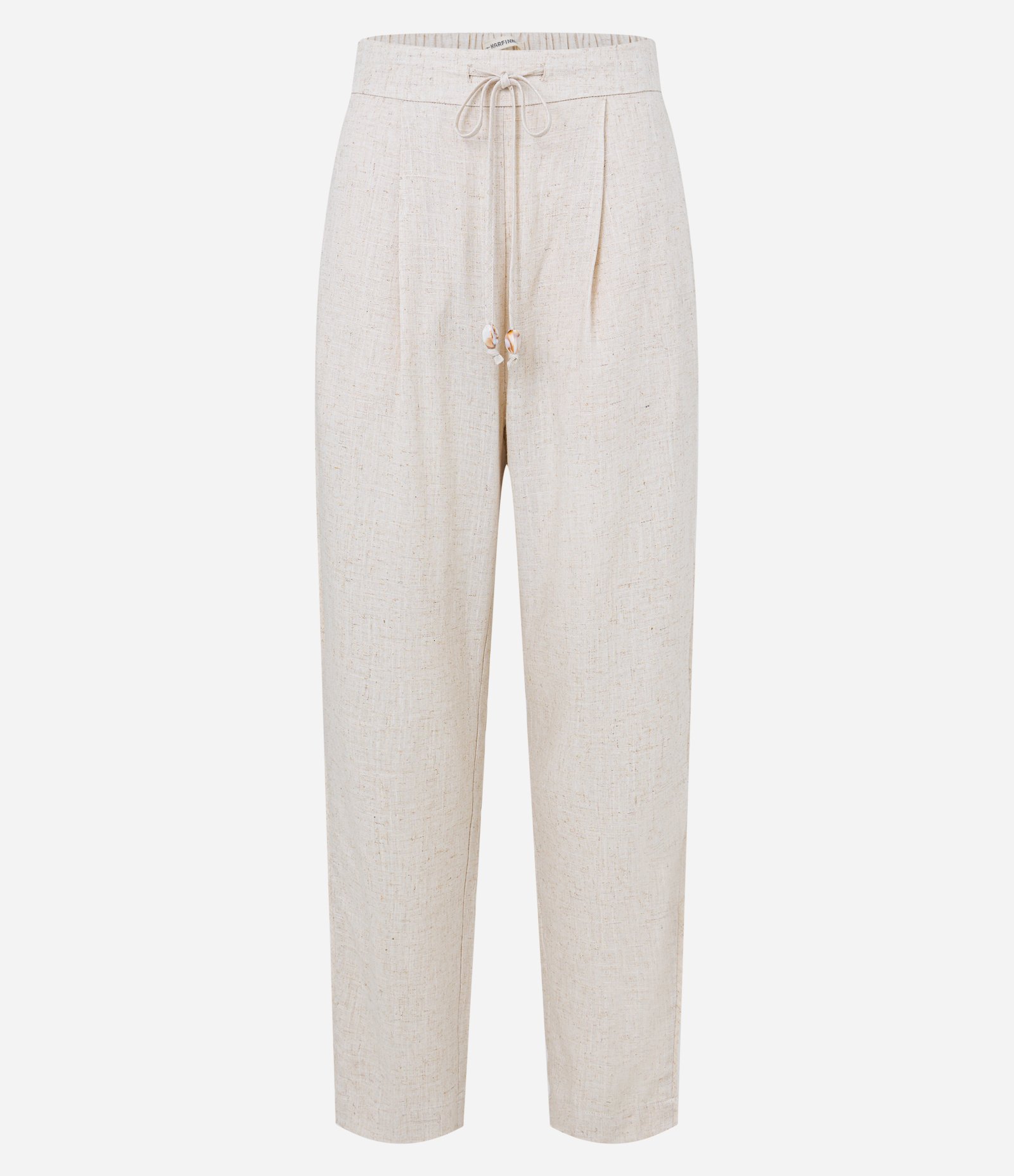 Calça Fluída em Viscolinho com Cós Elástico e Amarração Bege Crú 5