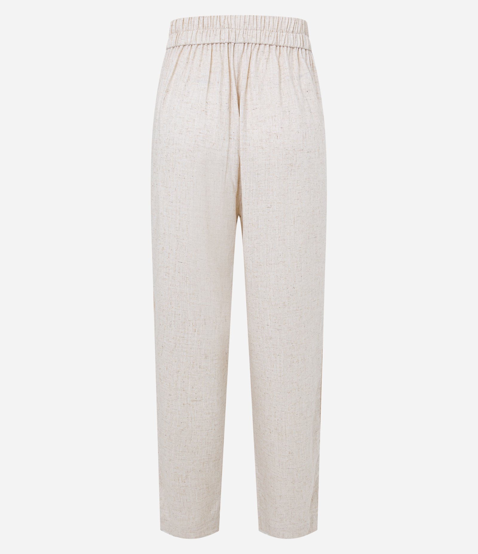 Calça Fluída em Viscolinho com Cós Elástico e Amarração Bege Crú 7