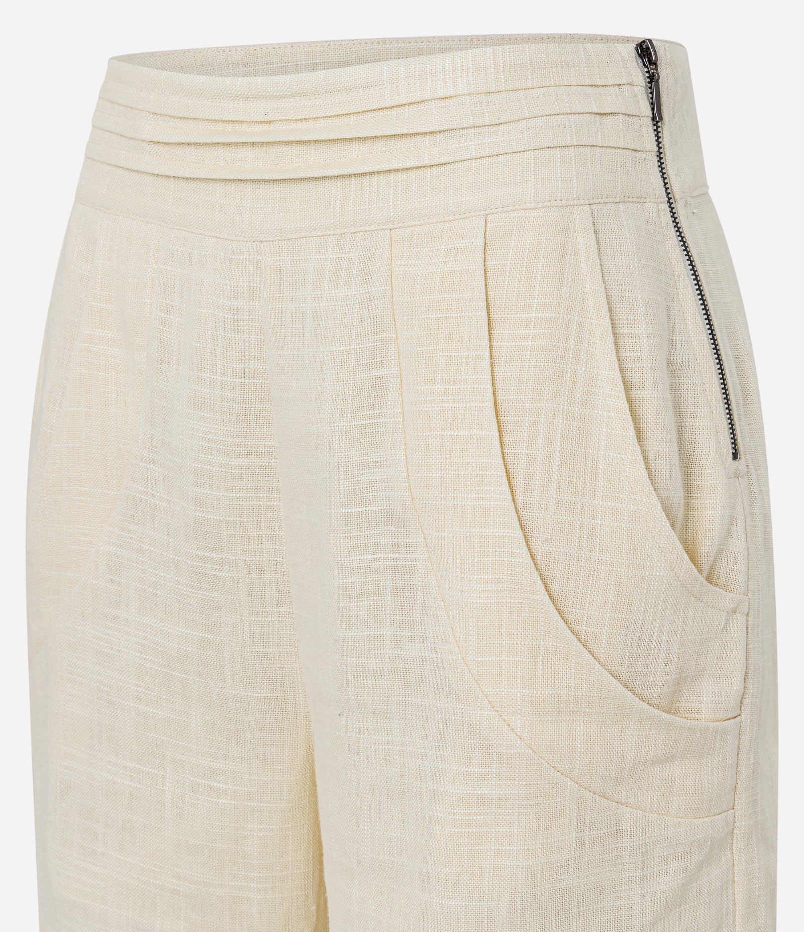 Short Reto em Viscolinho com Detalhe no Cós e Bolsos Baunilha 6