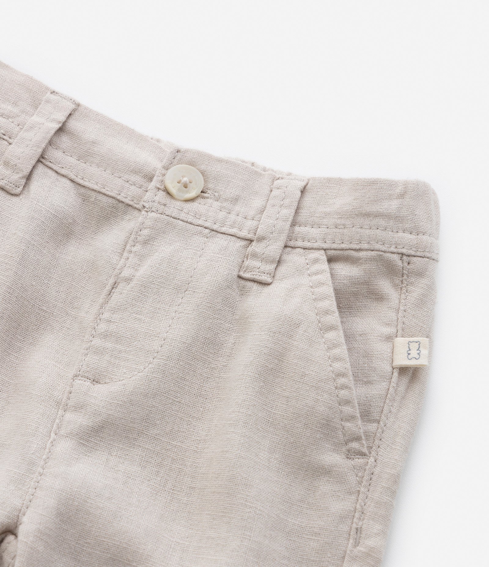 Calça Infantil em Sarja com Barra Dobradinha - Tam 0 a 18 meses Bege 5