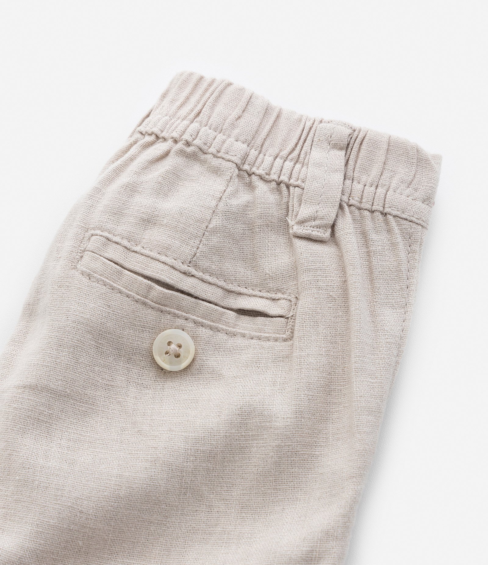 Calça Infantil em Sarja com Barra Dobradinha - Tam 0 a 18 meses Bege 6