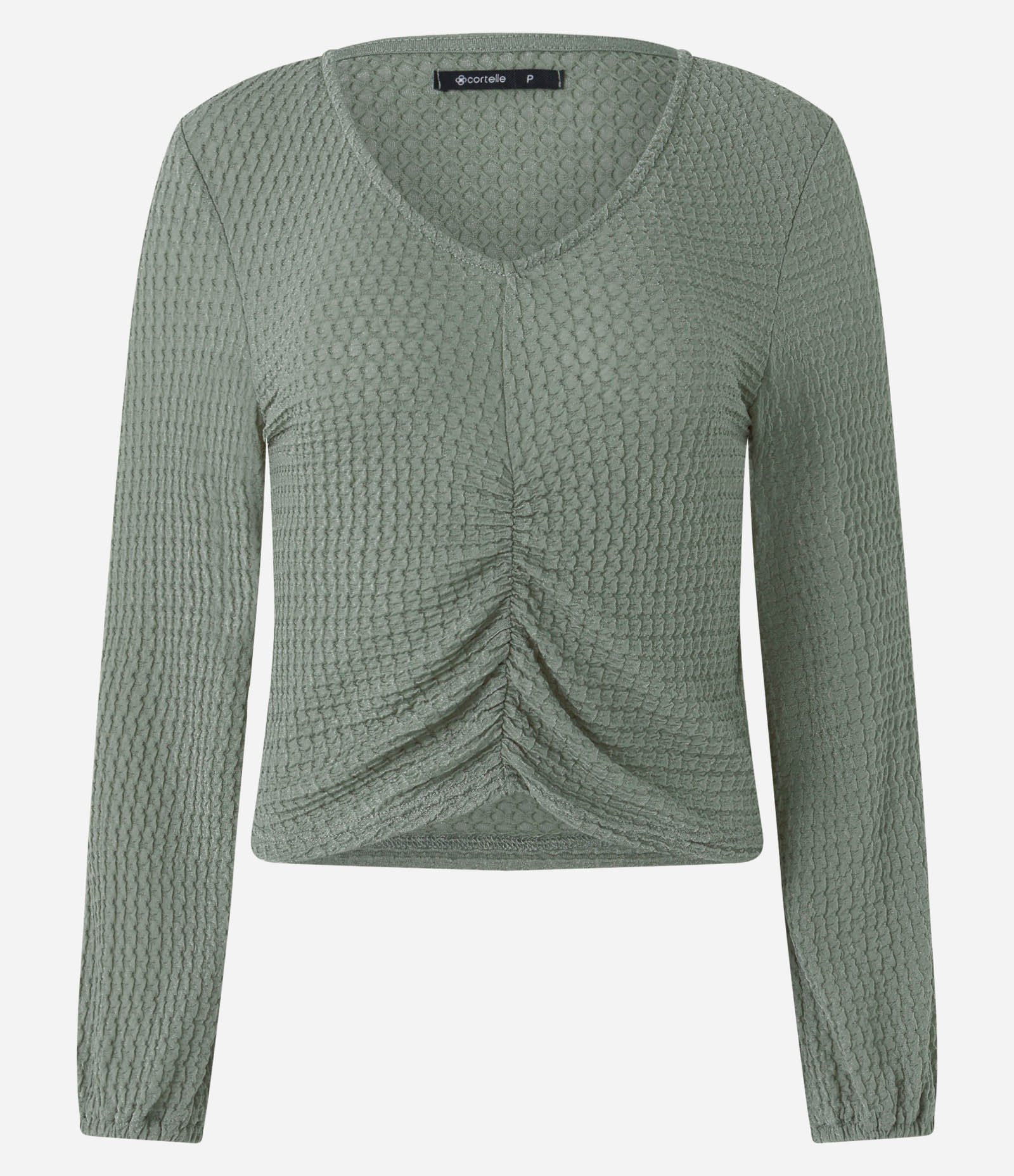 Blusa em Poliamida com Texturas e Detalhe Drapeado Verde 6