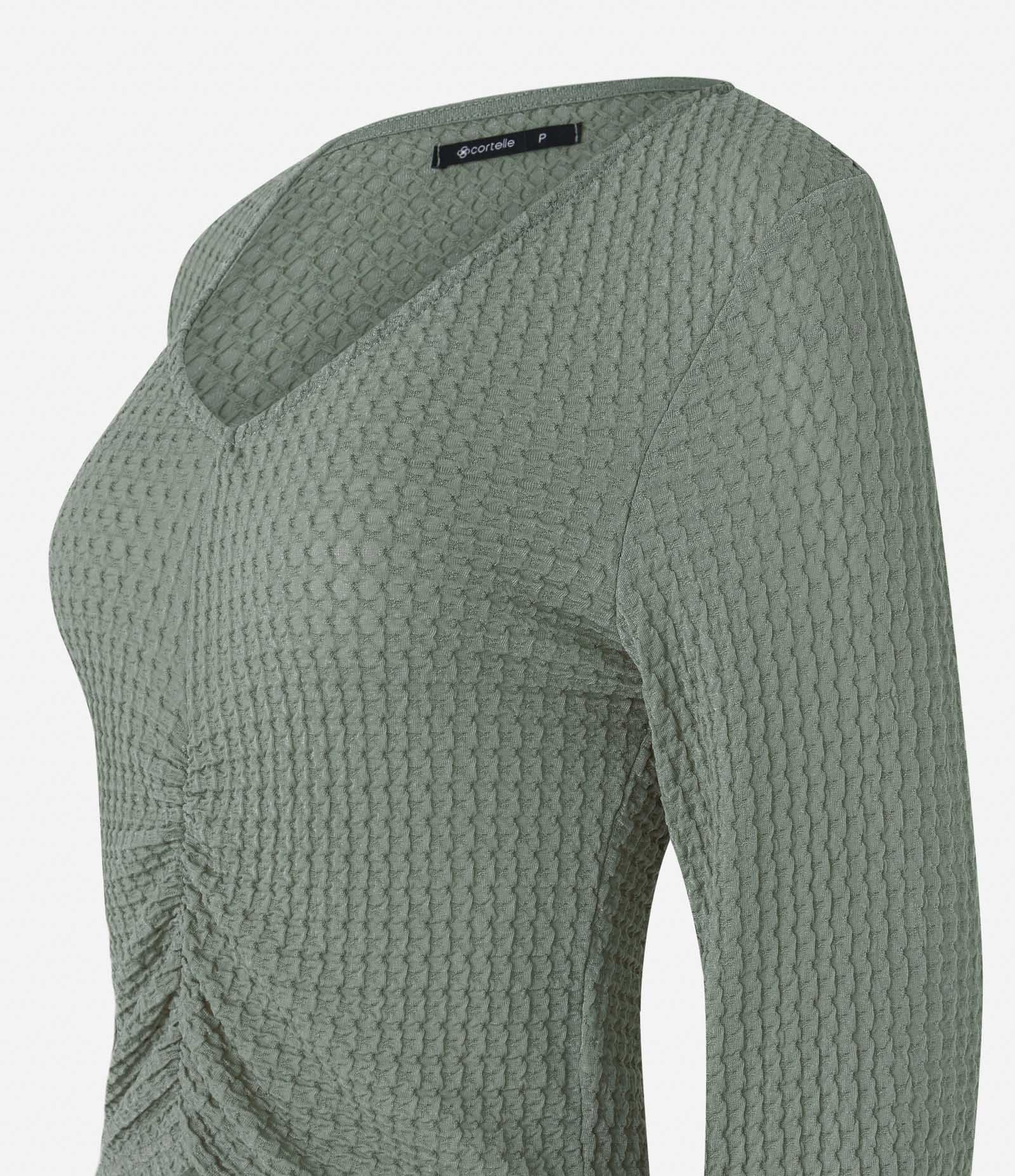 Blusa em Poliamida com Texturas e Detalhe Drapeado Verde 7
