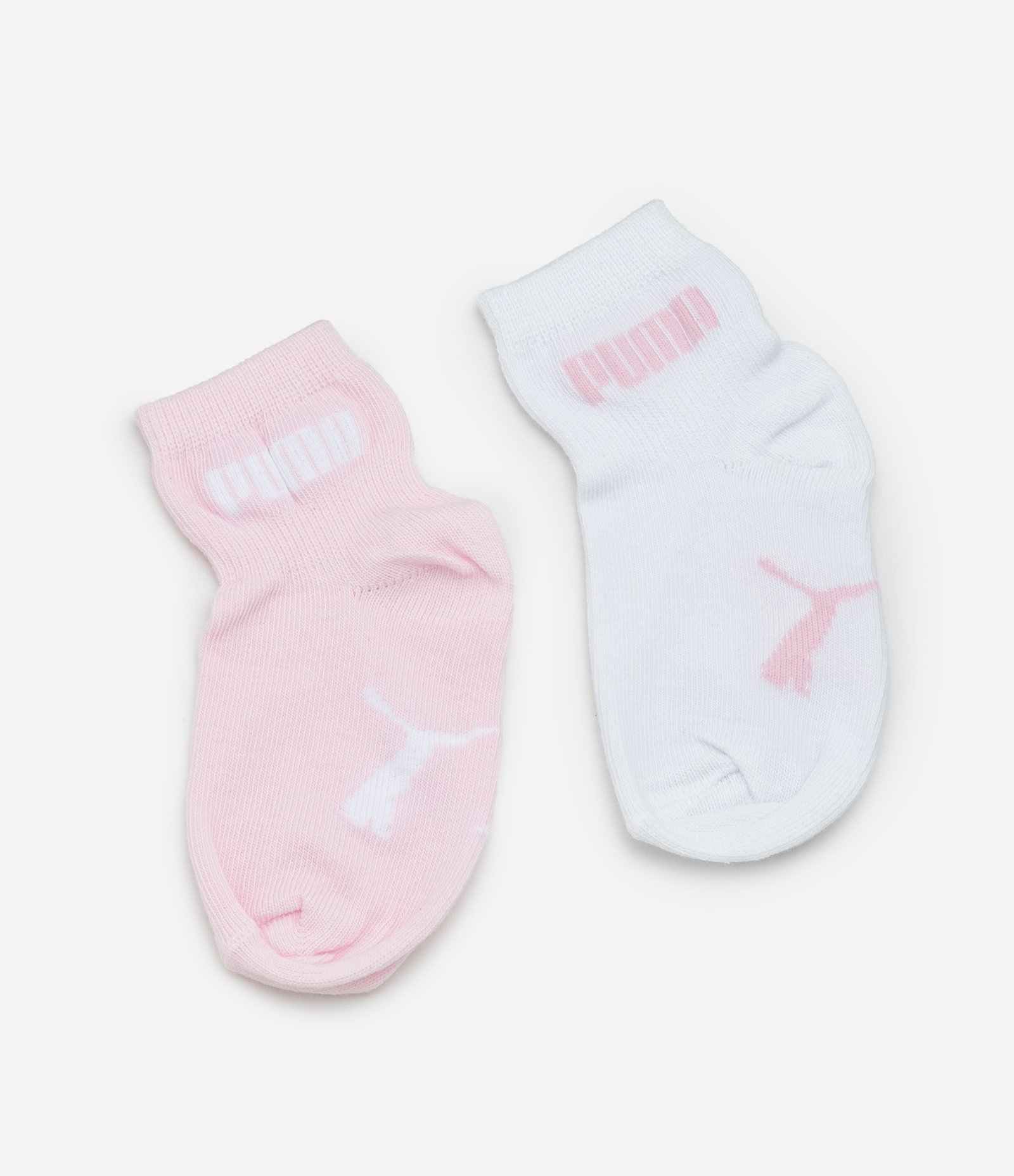 Kit 02 Meias Infantis em Algodão Puma - Tam 17 a 24 meses Rosa/Branco 1