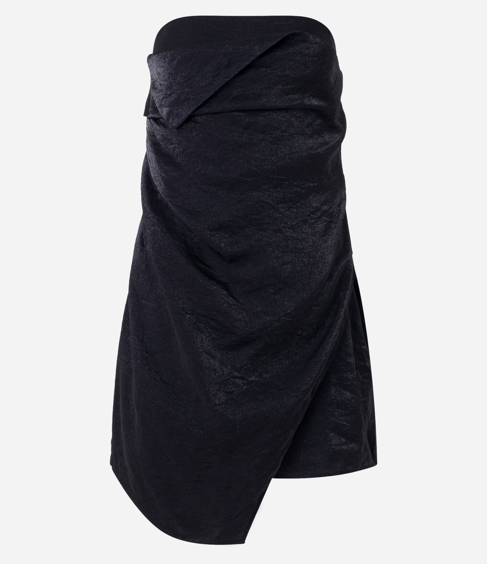 Macaquinho Short Saia em Alfaiataria com Dobra no Decote Assimétrico Preto 5