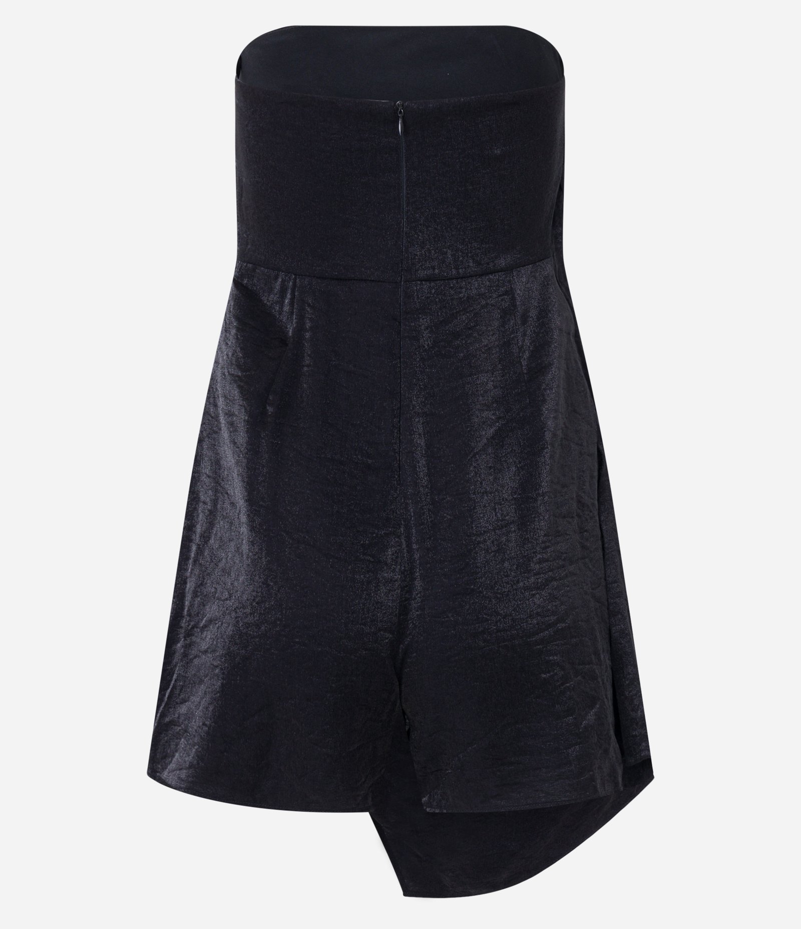Macaquinho Short Saia em Alfaiataria com Dobra no Decote Assimétrico Preto 6