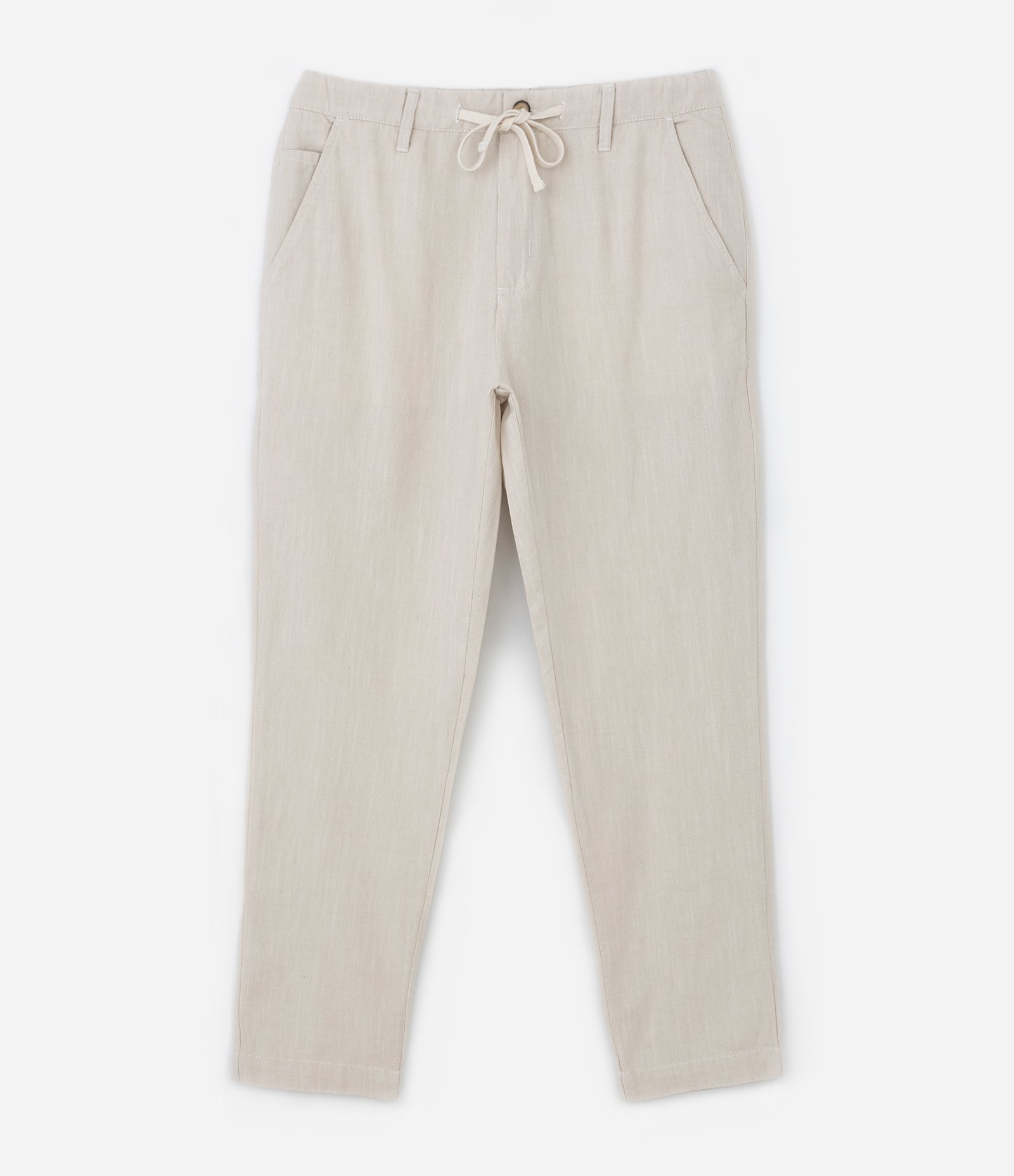 Calça Relaxed Oxford em Algodão Bege 3