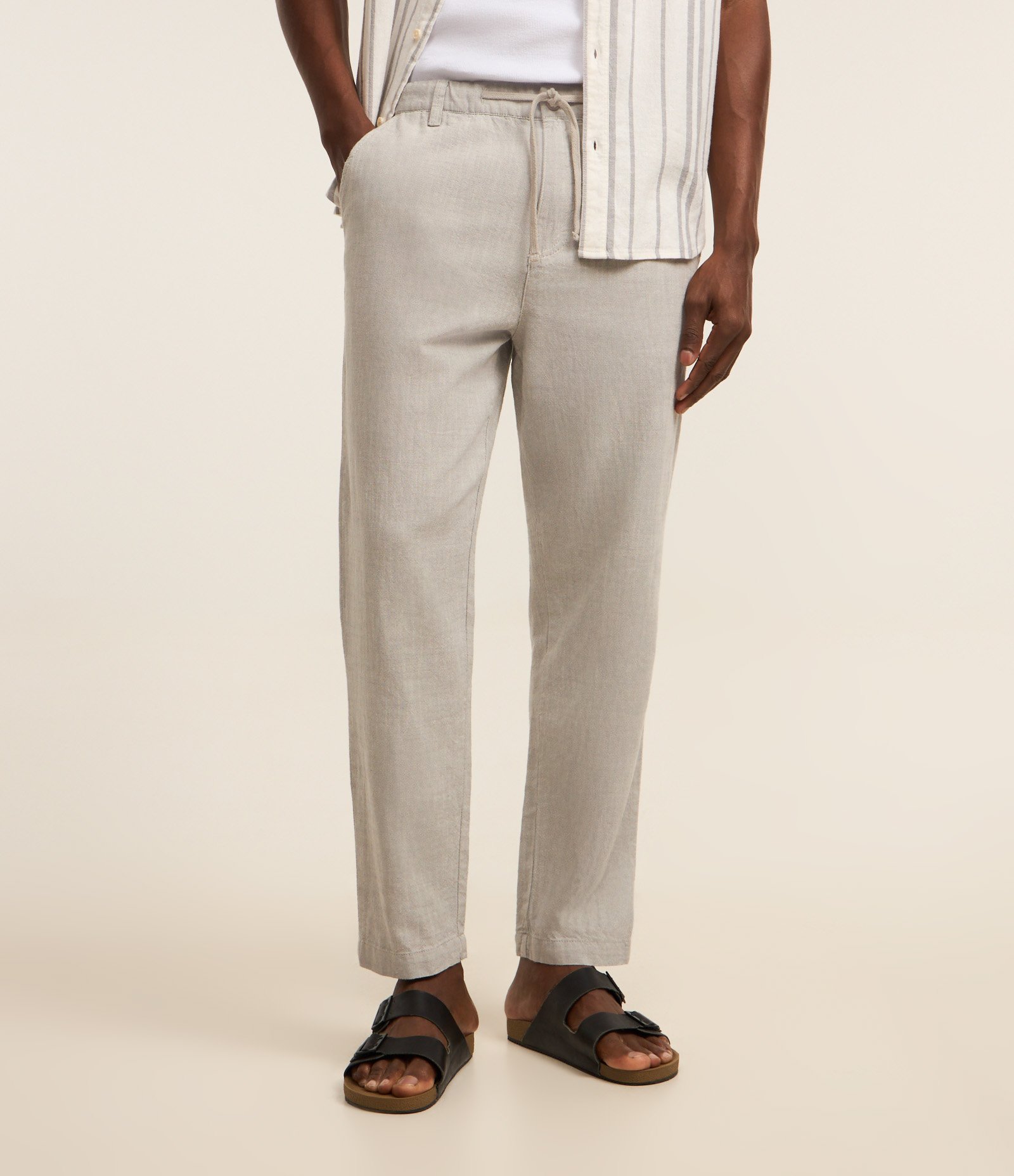 Calça Relaxed Oxford em Algodão Cinza 1