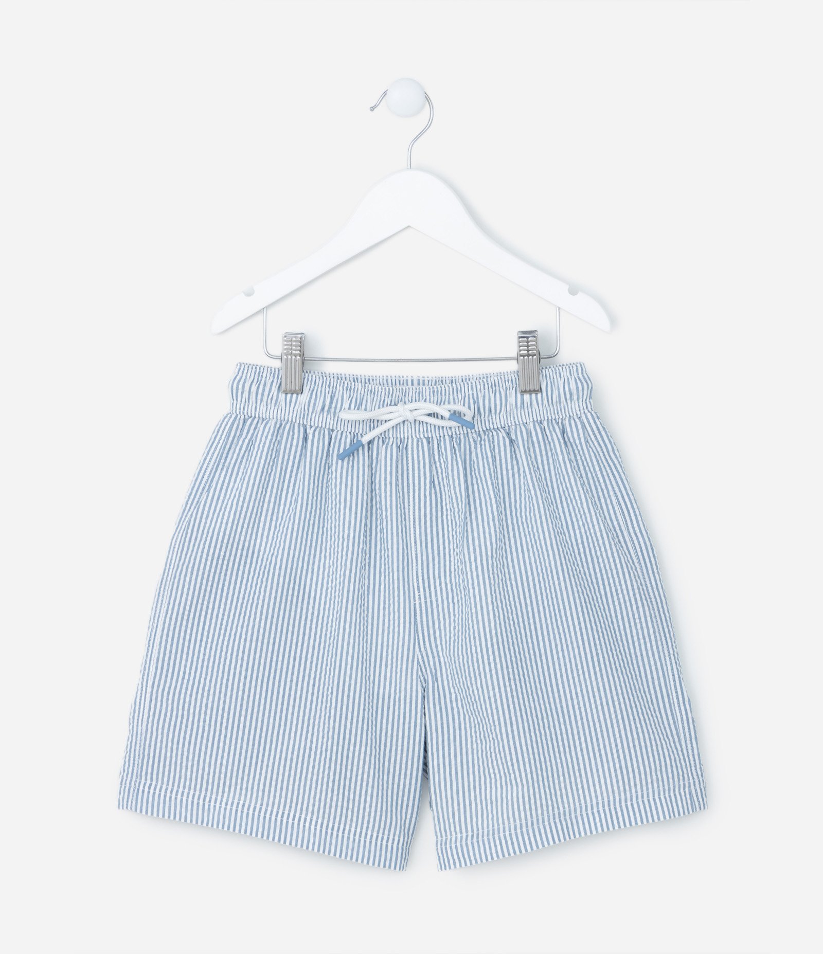 Bermuda Infantil Texturizada com Estampa Listrada - Tam 5 a 14 anos Azul 1