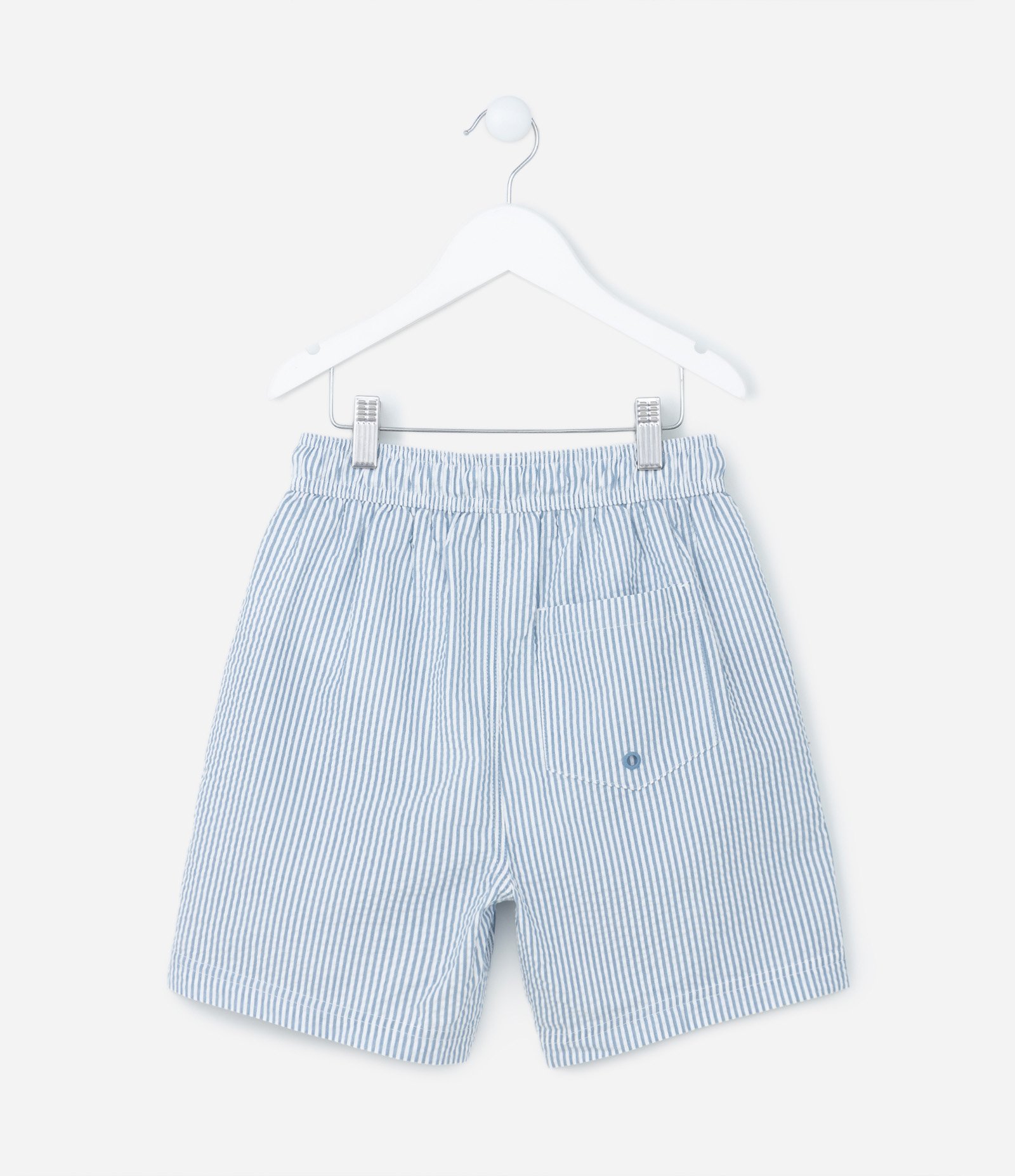 Bermuda Infantil Texturizada com Estampa Listrada - Tam 5 a 14 anos Azul 2