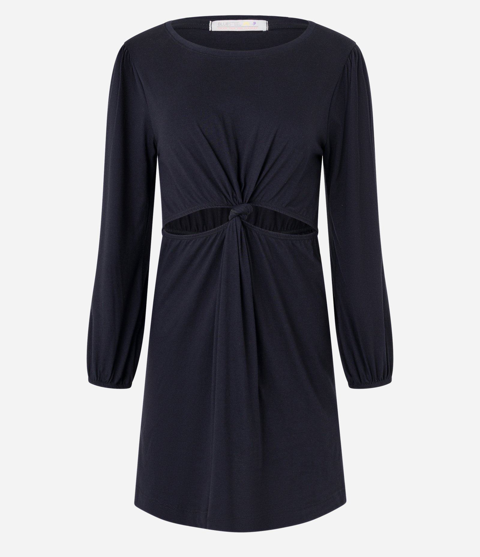 Vestido Curto em Algodão com Nó Central e Recorte Vazado Preto 5