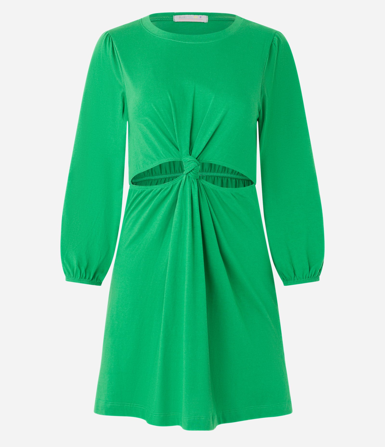 Vestido Curto em Algodão com Nó Central e Recorte Vazado Verde 6