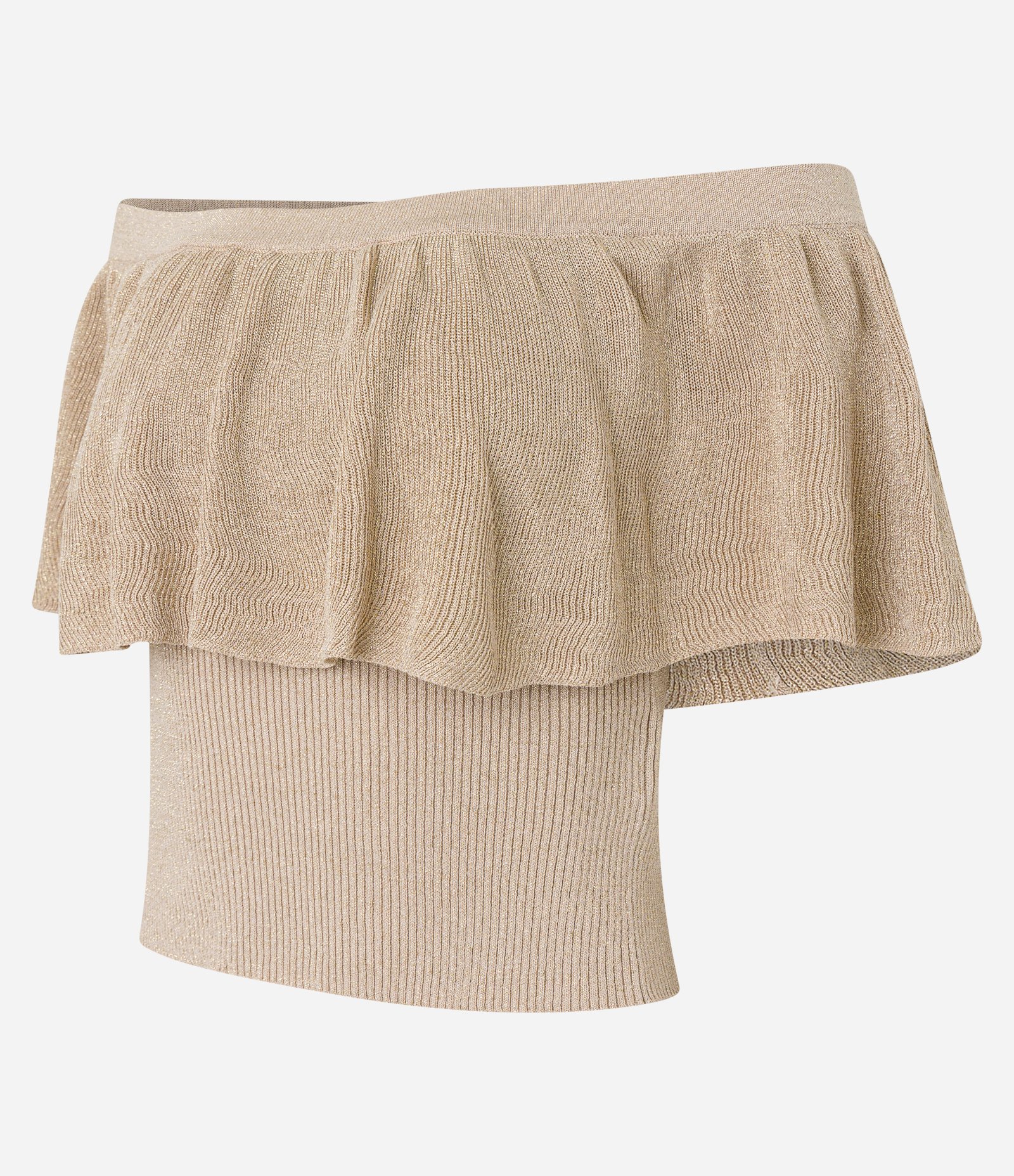 Blusa Tomara Que Caia em Viscose com Fio Metalizado Bege 6