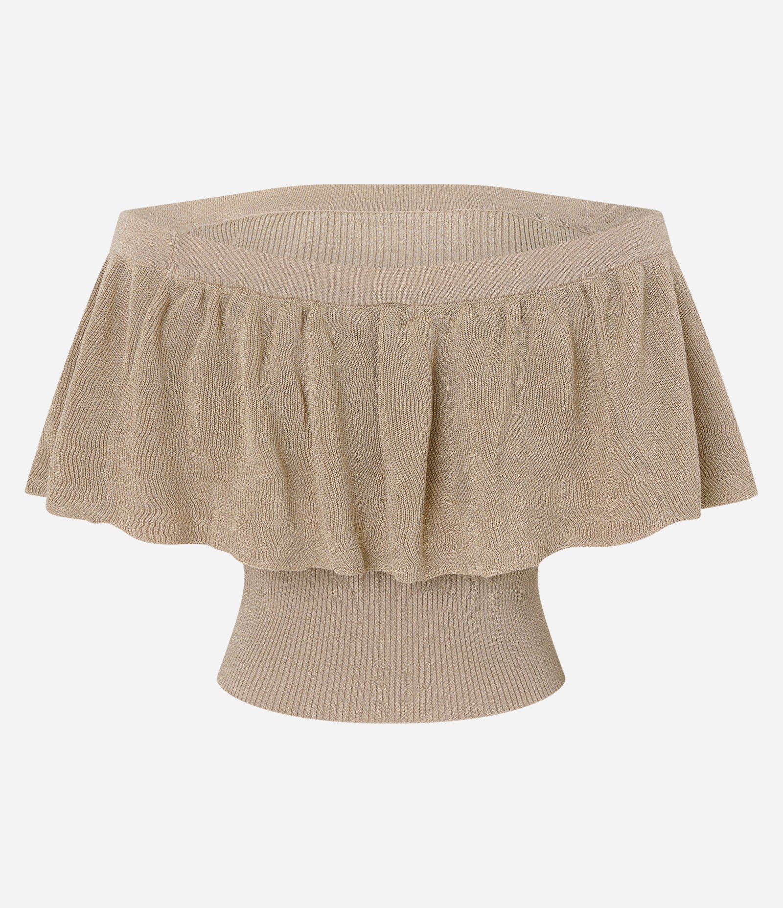 Blusa Tomara Que Caia em Viscose com Fio Metalizado Bege 7