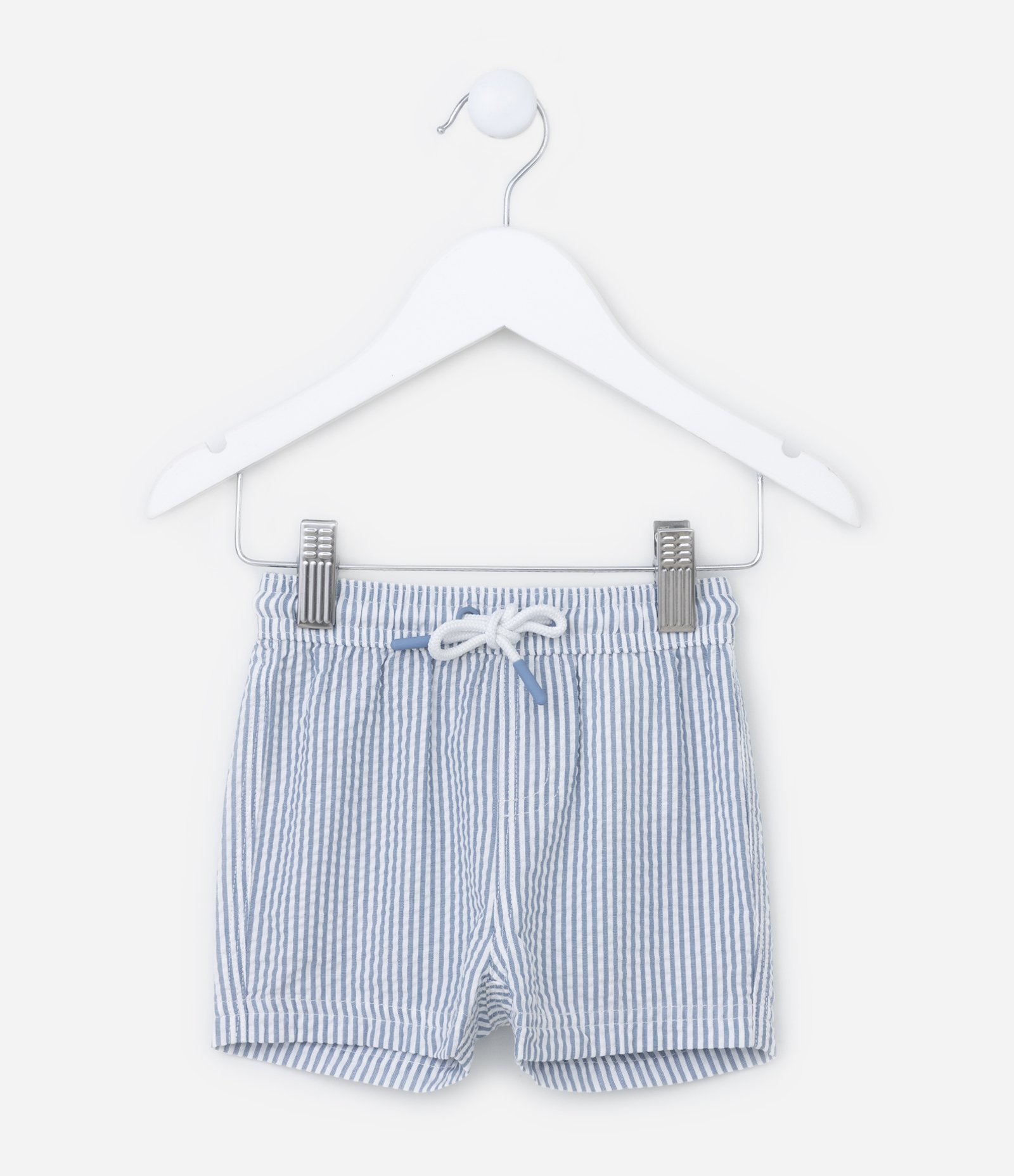 Bermuda Infantil Listrada e com Bolsinho - 0 a 18 meses Azul 1