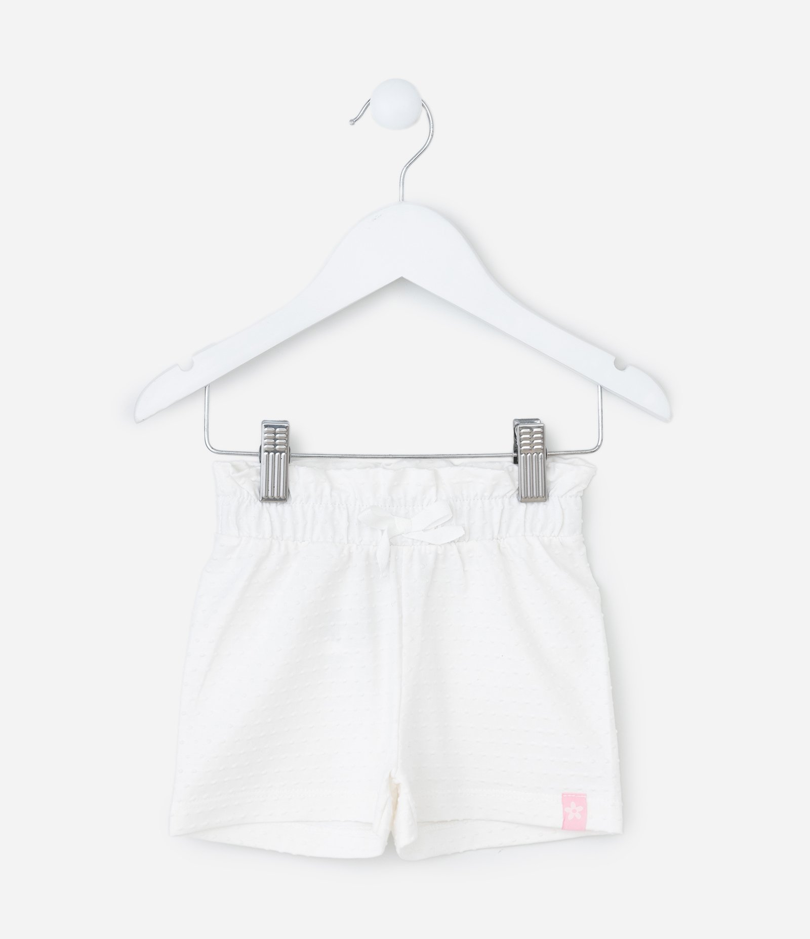 Bermuda Infantil em Algodão com Textura de Bolinhas - Tam 0 a 18 meses Branco 1