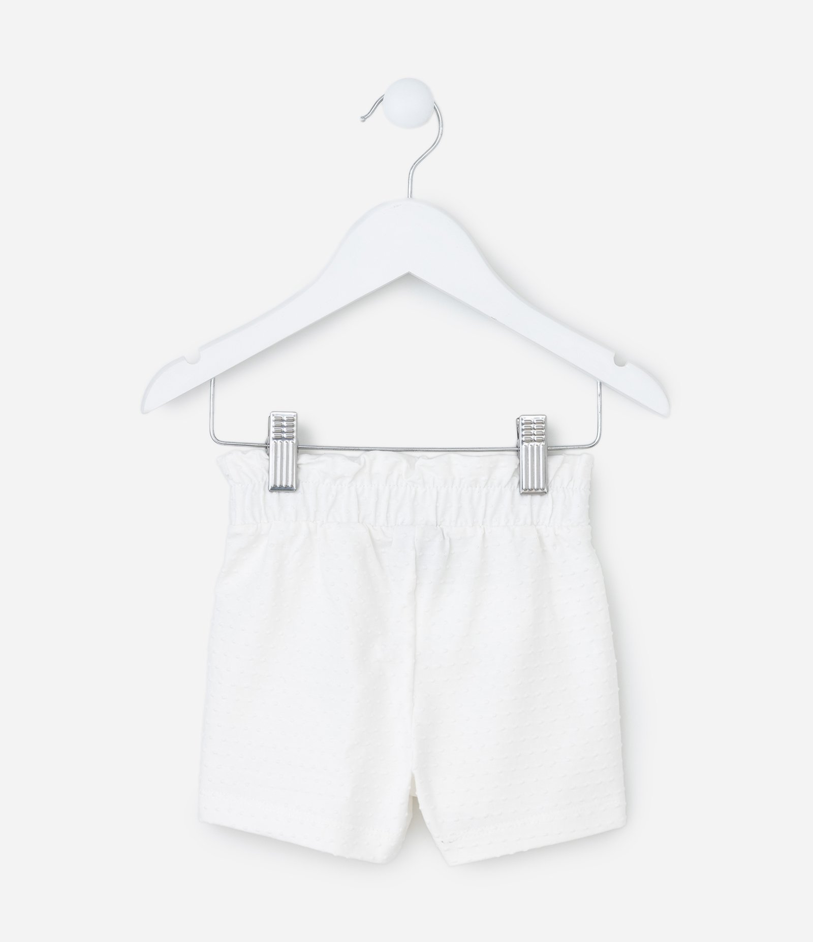 Bermuda Infantil em Algodão com Textura de Bolinhas - Tam 0 a 18 meses Branco 2