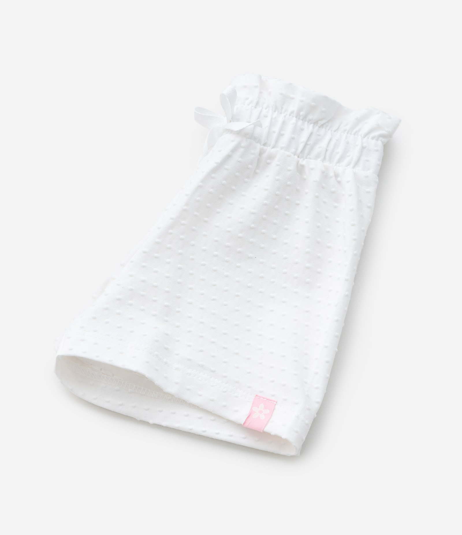 Bermuda Infantil em Algodão com Textura de Bolinhas - Tam 0 a 18 meses Branco 5