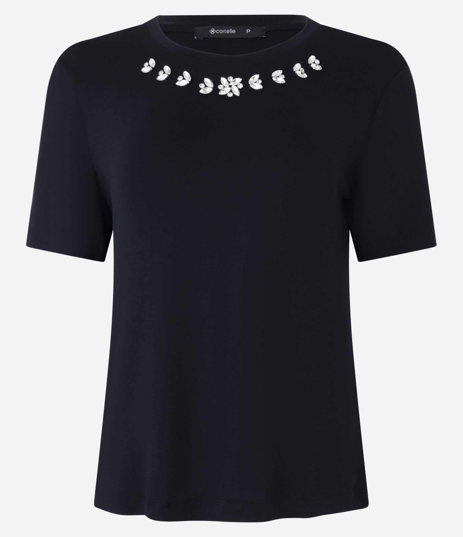 Blusa em Viscose com Brilho Floral na Gola Preto 4