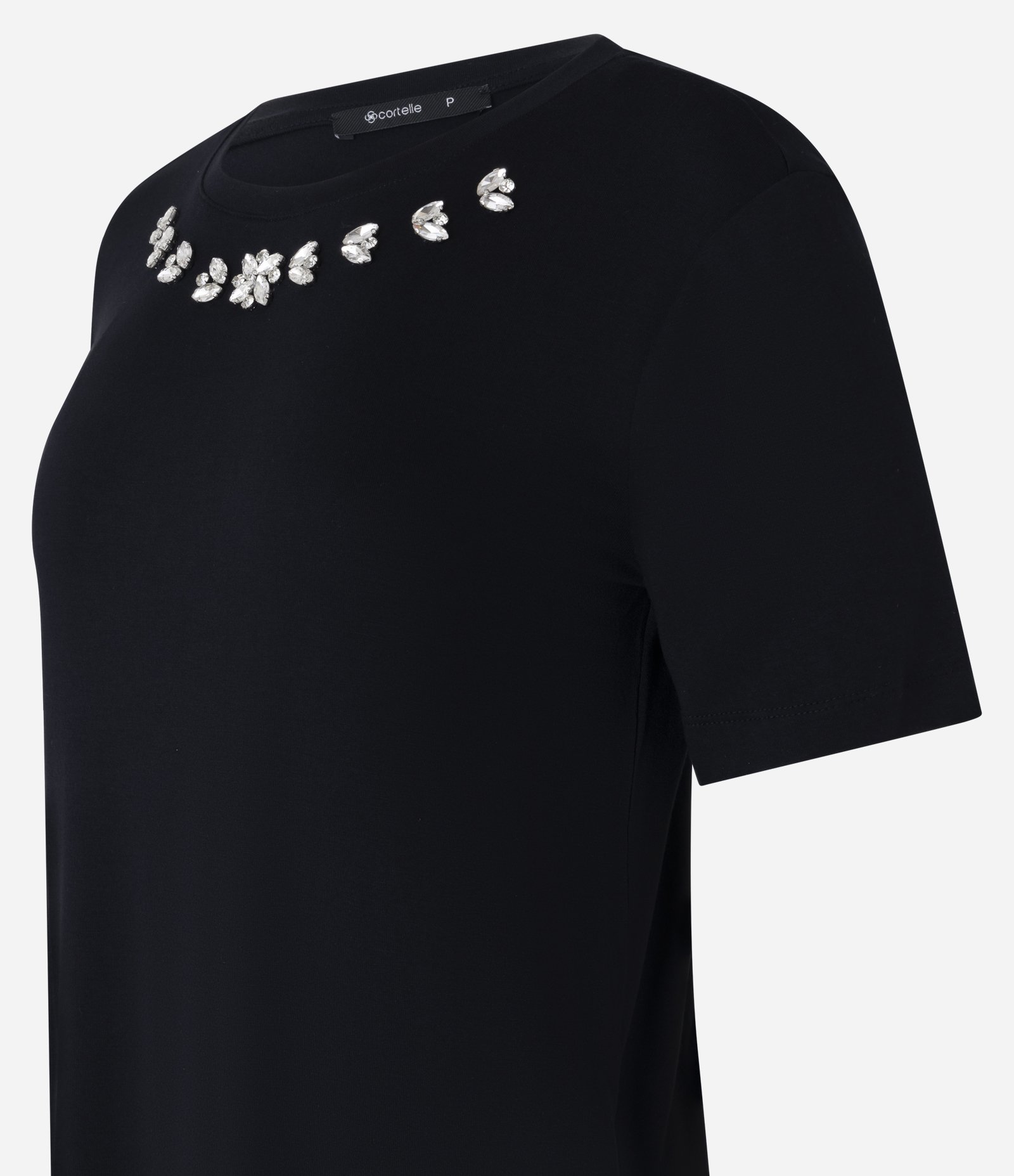 Blusa em Viscose com Brilho Floral na Gola Preto 5